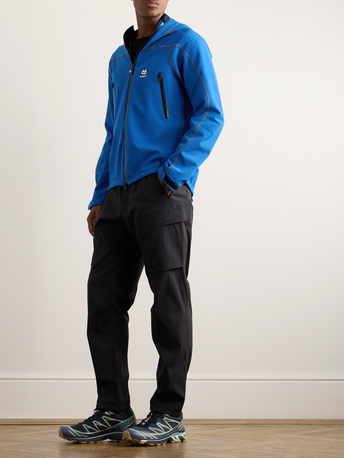 Shop 66 North Vatnajökull Logo-embroidered Polartec® Power Shield® Pro Hooded Jacket In Blue