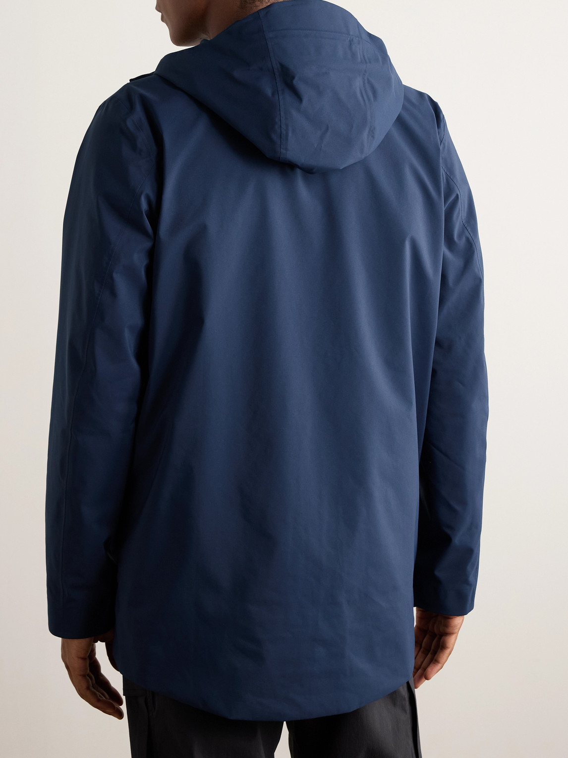 Shop 66 North Viðey Logo-embroidered Gore-tex® Hooded Jacket In Blue