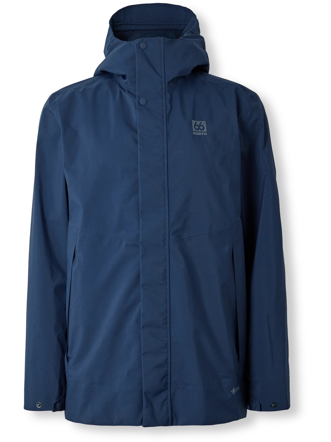 66 North Viðey Logo-embroidered Gore-tex® Hooded Jacket In Blue