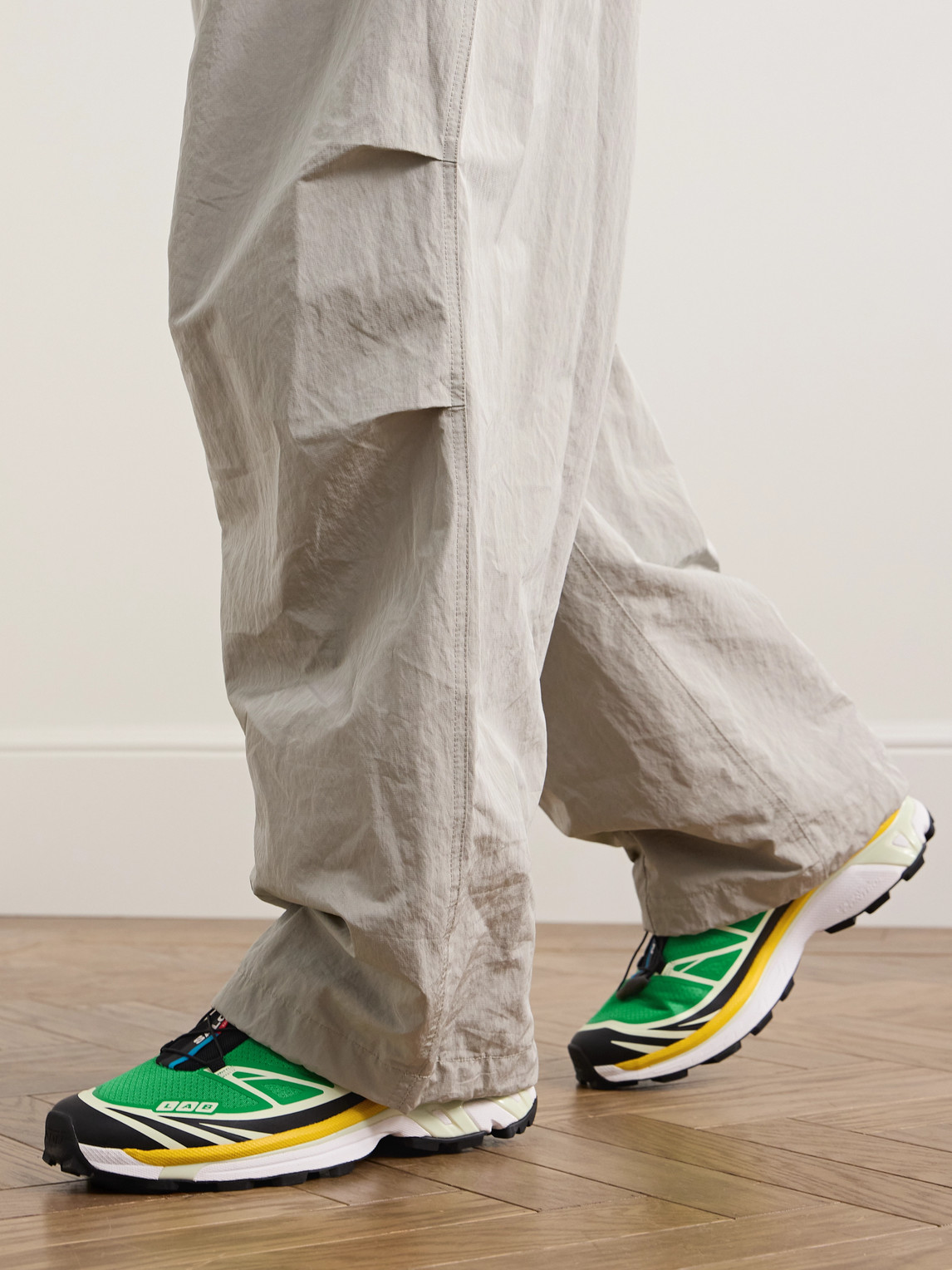 Shop Salomon Xt-6 Mesh And Rubber Sneakers In Green