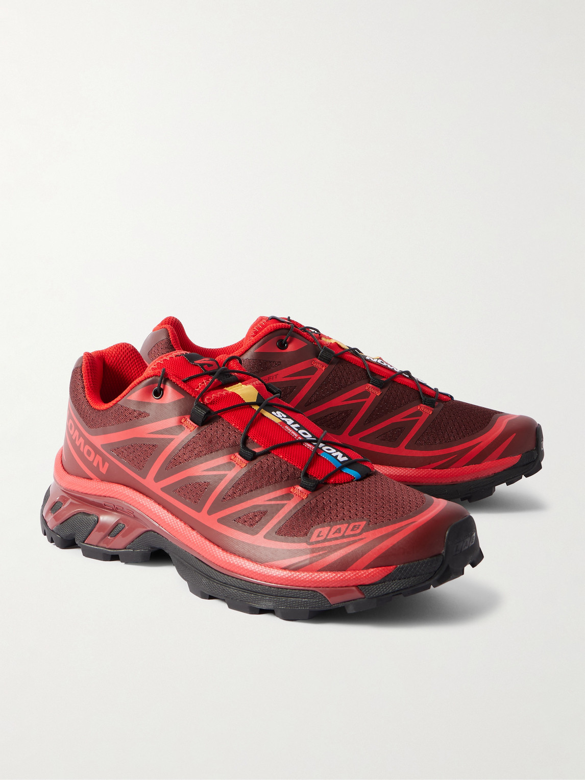 SALOMON XT-6 RUBBER-TRIMMED MESH SNEAKERS