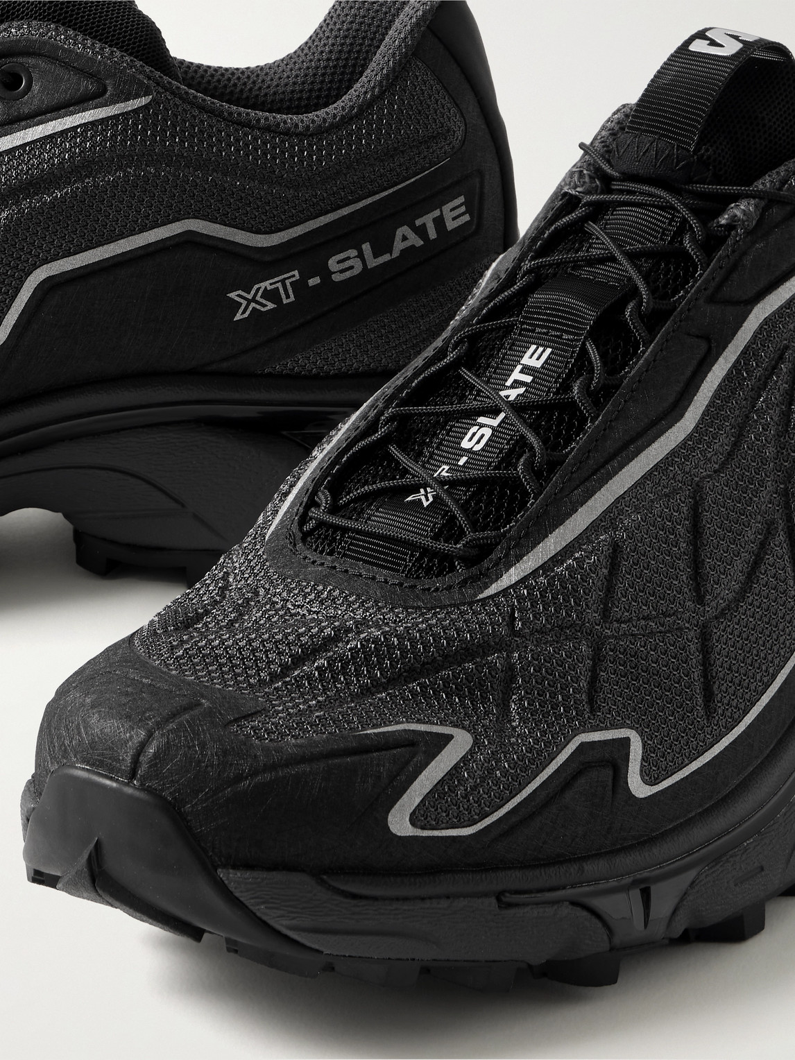 Salomon Xt-slate Rubber-trimmed Mesh Sneakers In Black