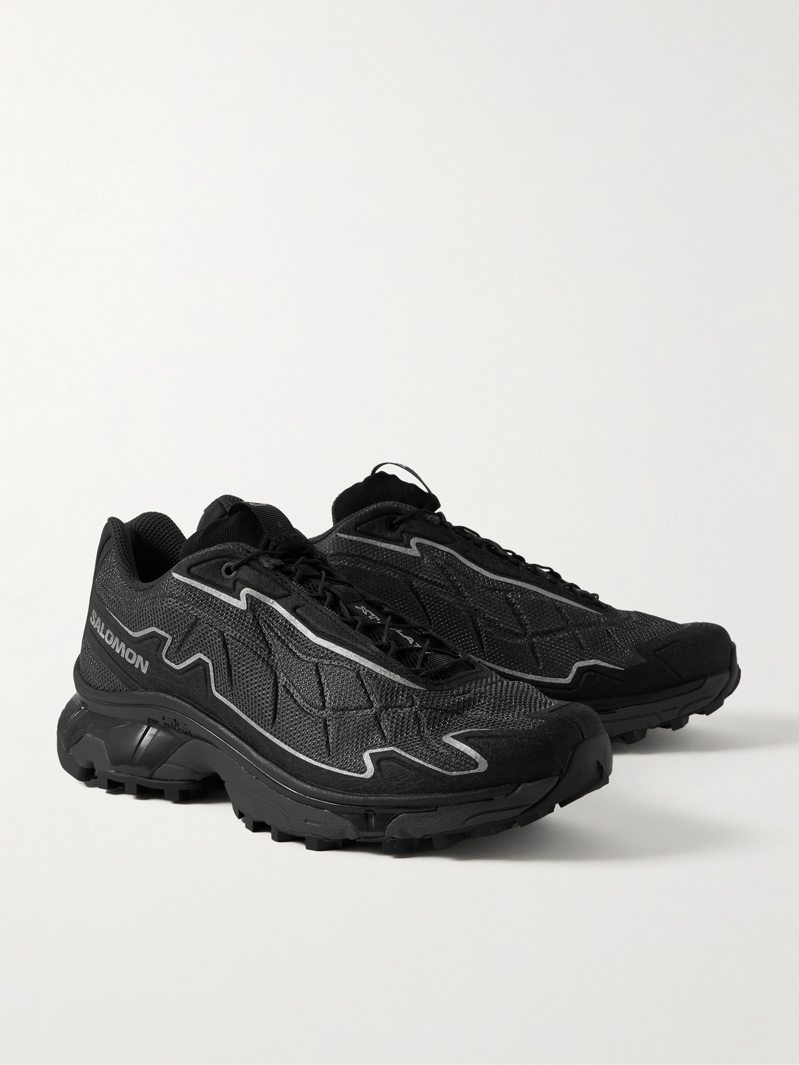 Salomon Xt-slate Rubber-trimmed Mesh Sneakers In Black