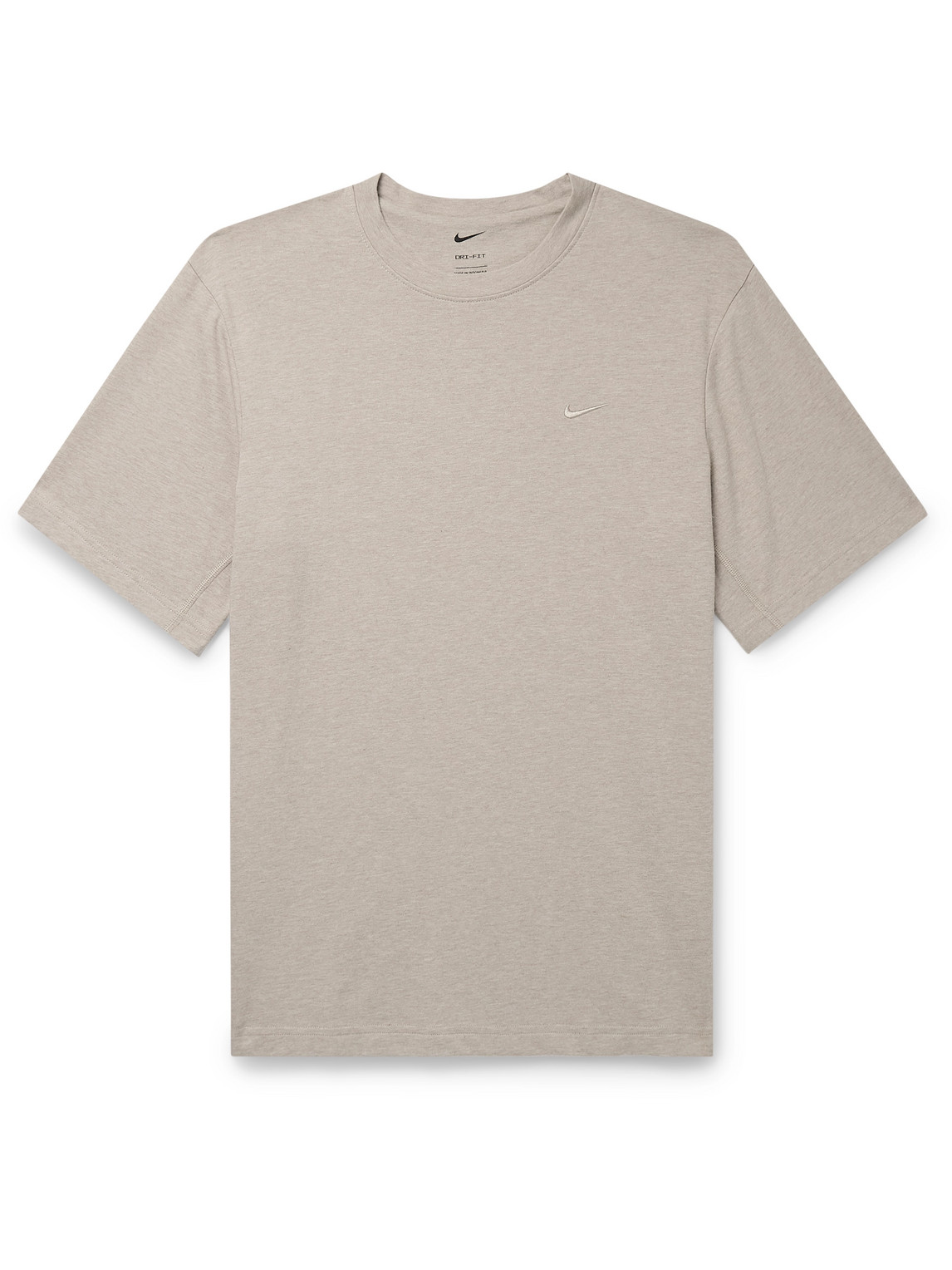 Nike Primary Logo-embroidered Cotton-blend Dri-fit T-shirt In Neutrals