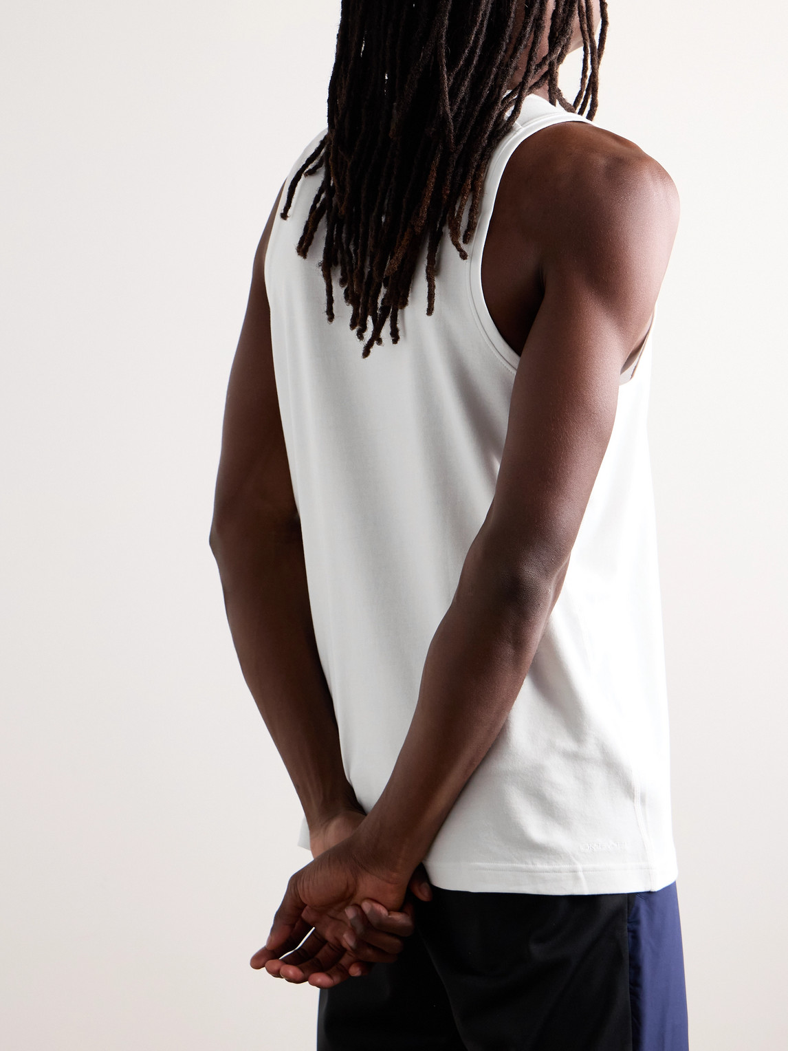 Shop Nike Primary Logo-embroidered Cotton-blend Dri-fit Tank Top In White