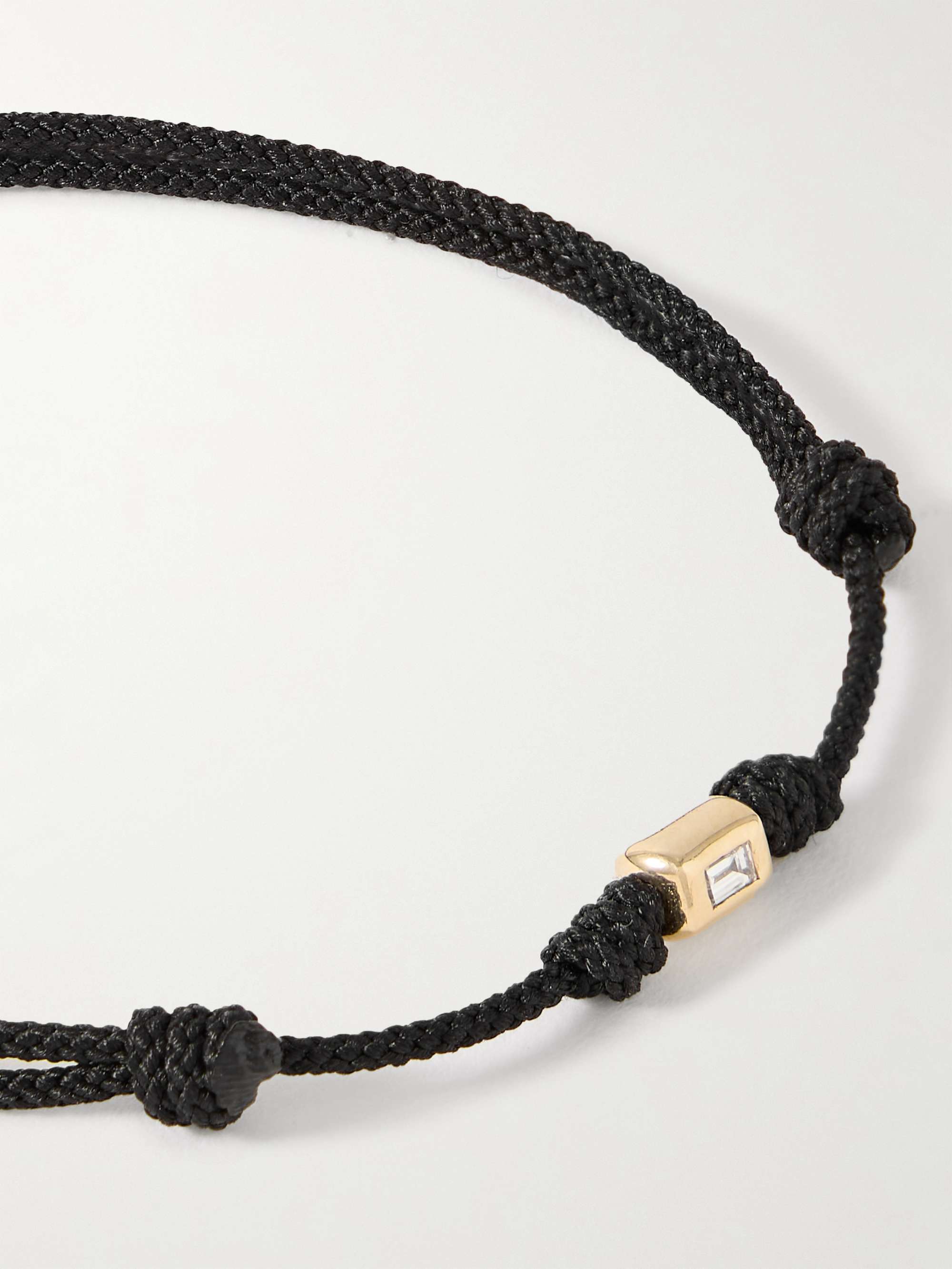 Gold Diamond and Cord Bracelet