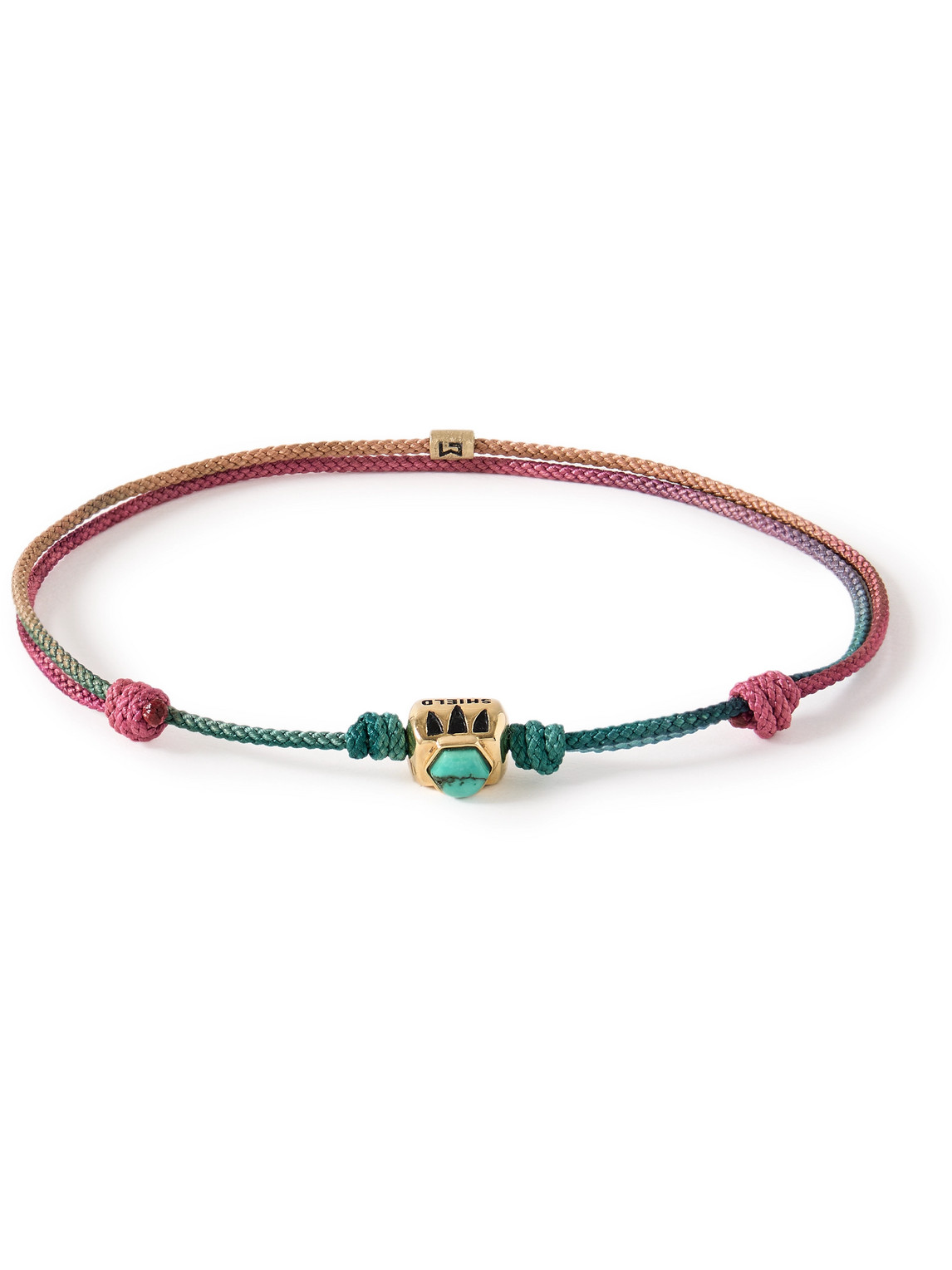 Luis Morais - Shield Me Gold, Turquoise and Cord Bracelet - Men - Red