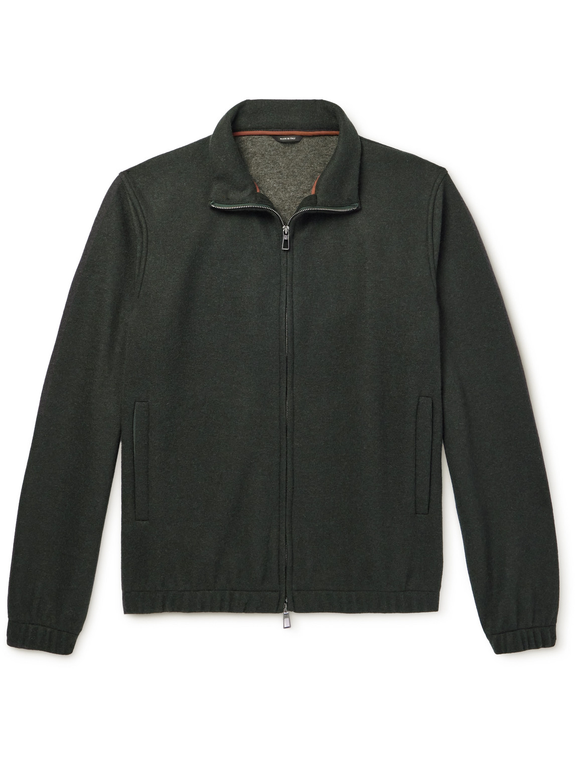 Loro Piana Cashmere-fleece Zip-up Bomber Jacket In Green