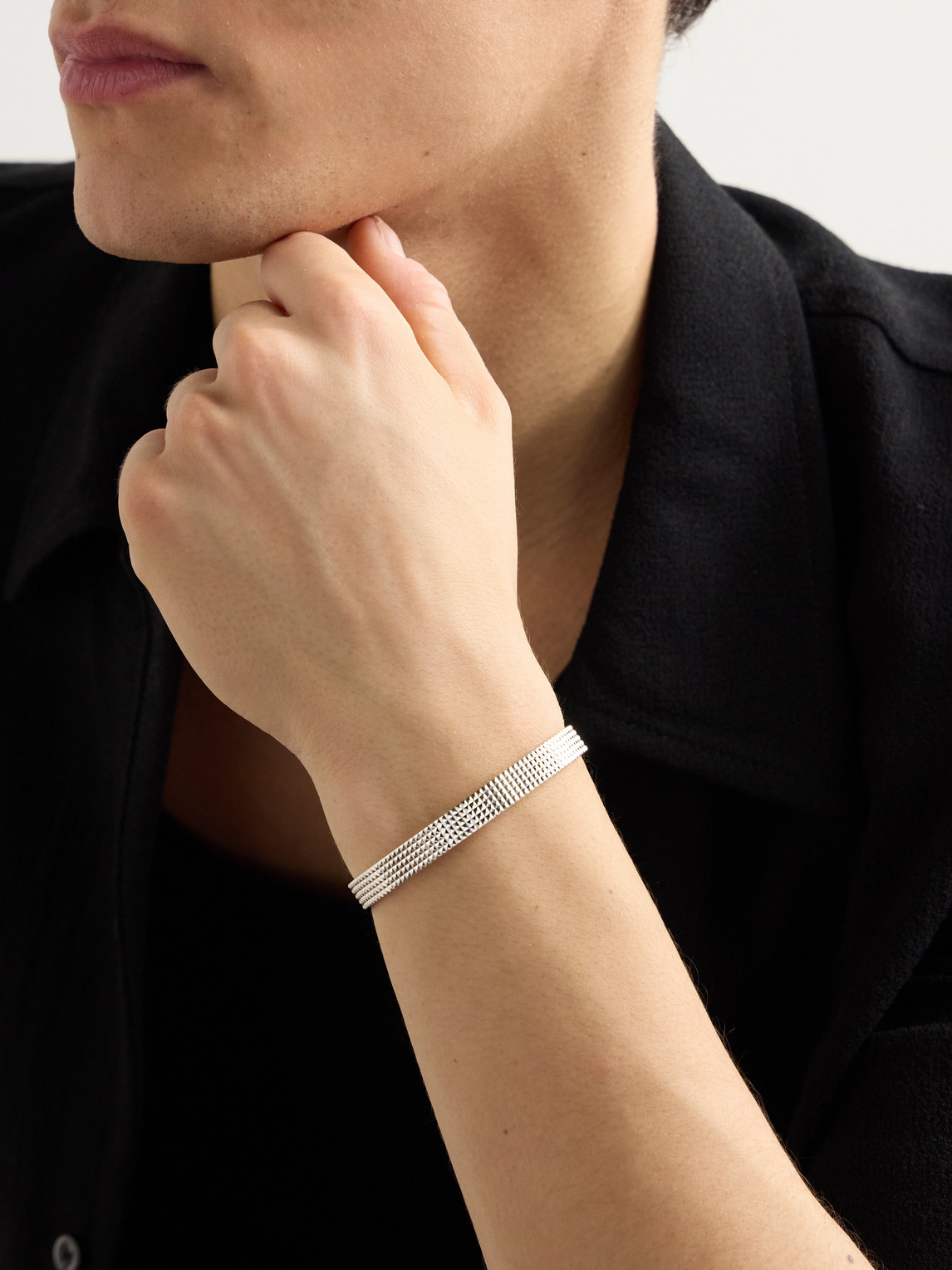 Le Gramme Le 23g Pyramid Recycled Sterling Silver Cuff In Silver