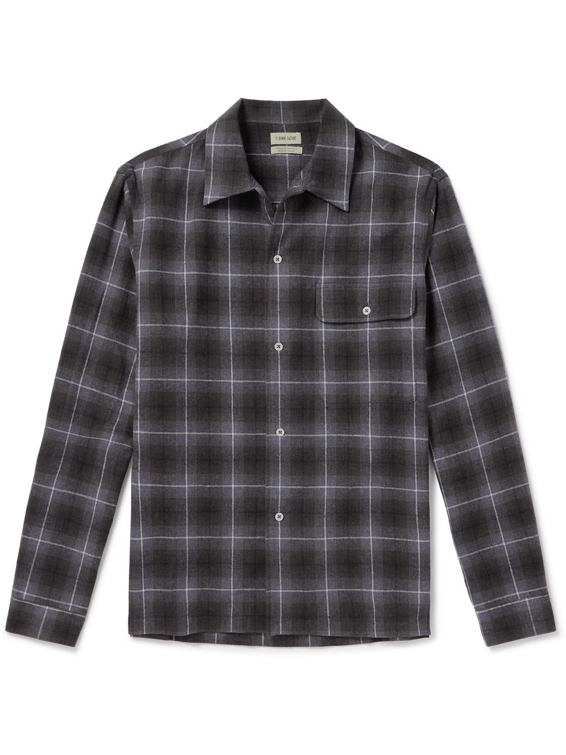 Camp-Collar Checked Cotton-Flannel Shirt