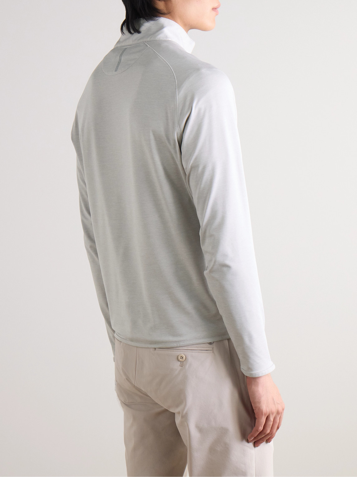 Peter Millar Stealth Performance Tech-jersey Half-zip Golf Top In Gray