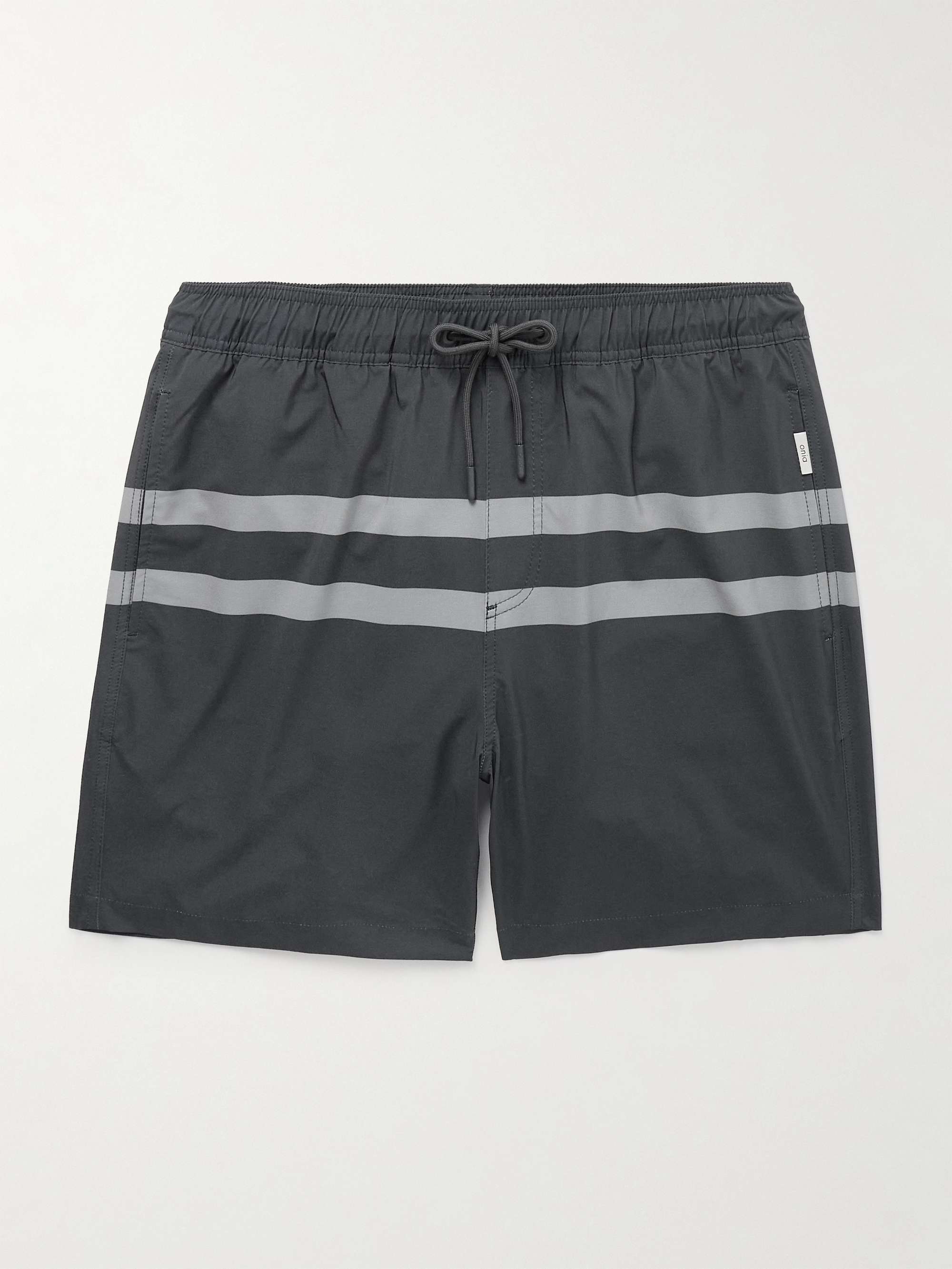 Comfort Straight Leg Mid Length Striped Swim Shorts