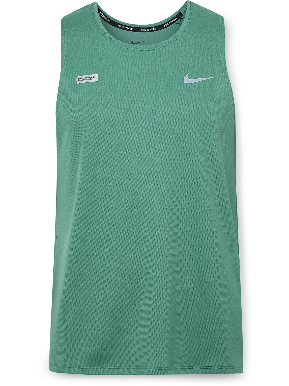 Nike Miler Flash Logo-print Appliquéd Dri-fit Mesh Tank Top In Green