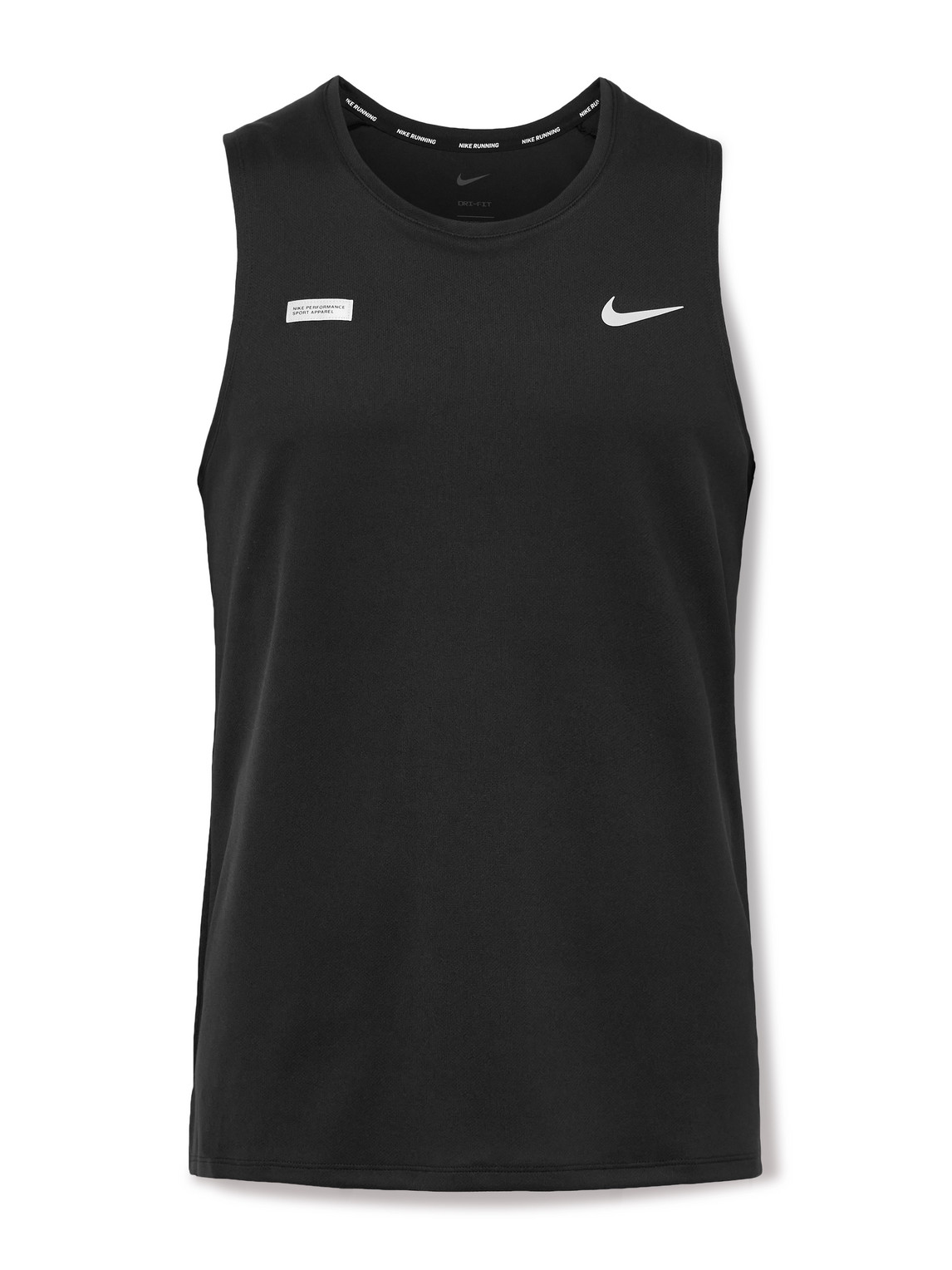 Nike Miler Flash Logo-print Appliquéd Dri-fit Mesh Tank Top In Black