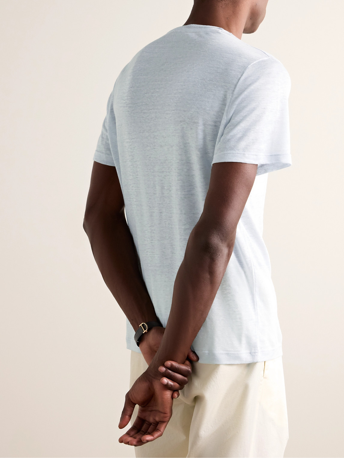 Shop Loro Piana Linen T-shirt In Blue