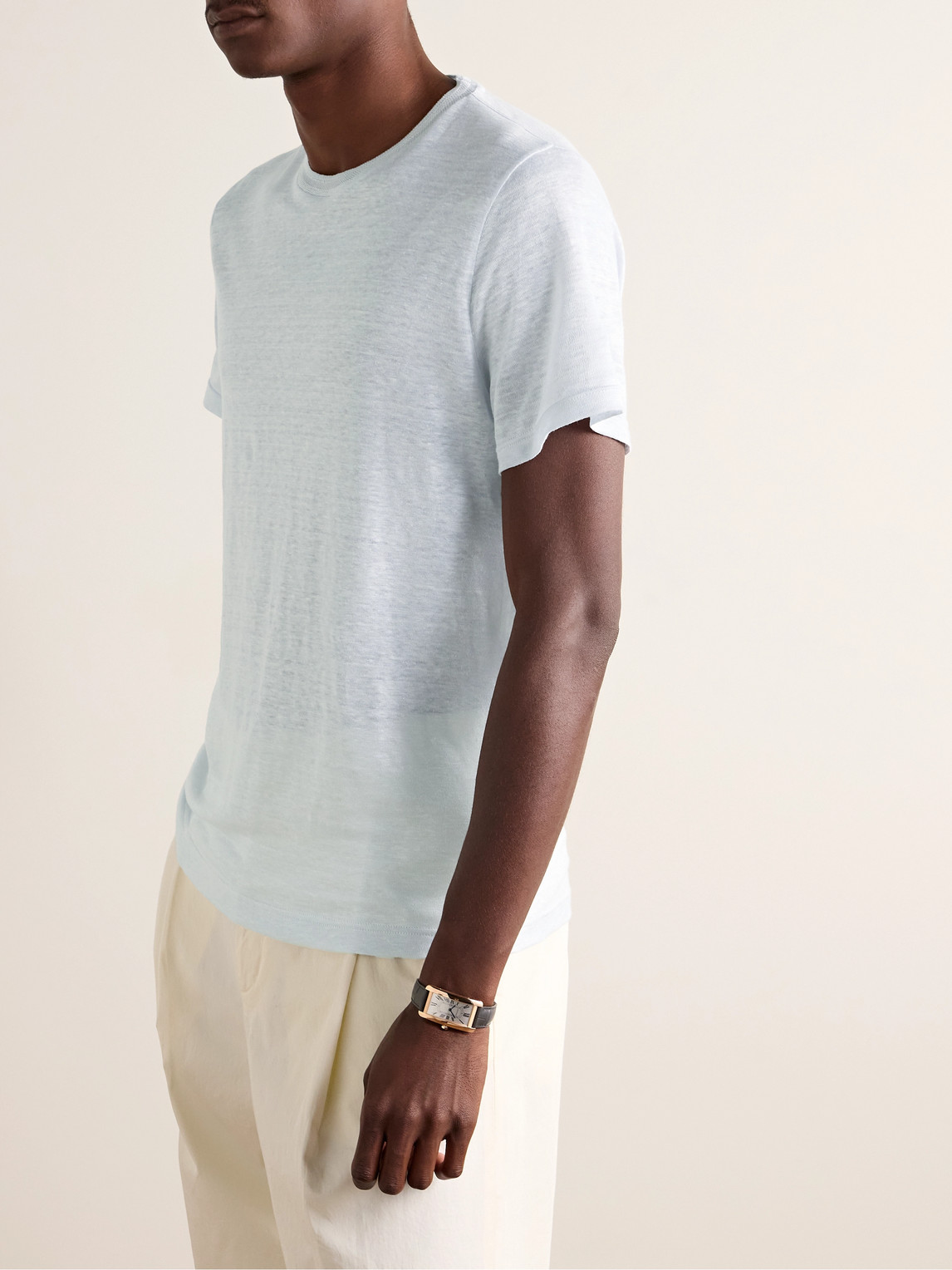 Shop Loro Piana Linen T-shirt In Blue