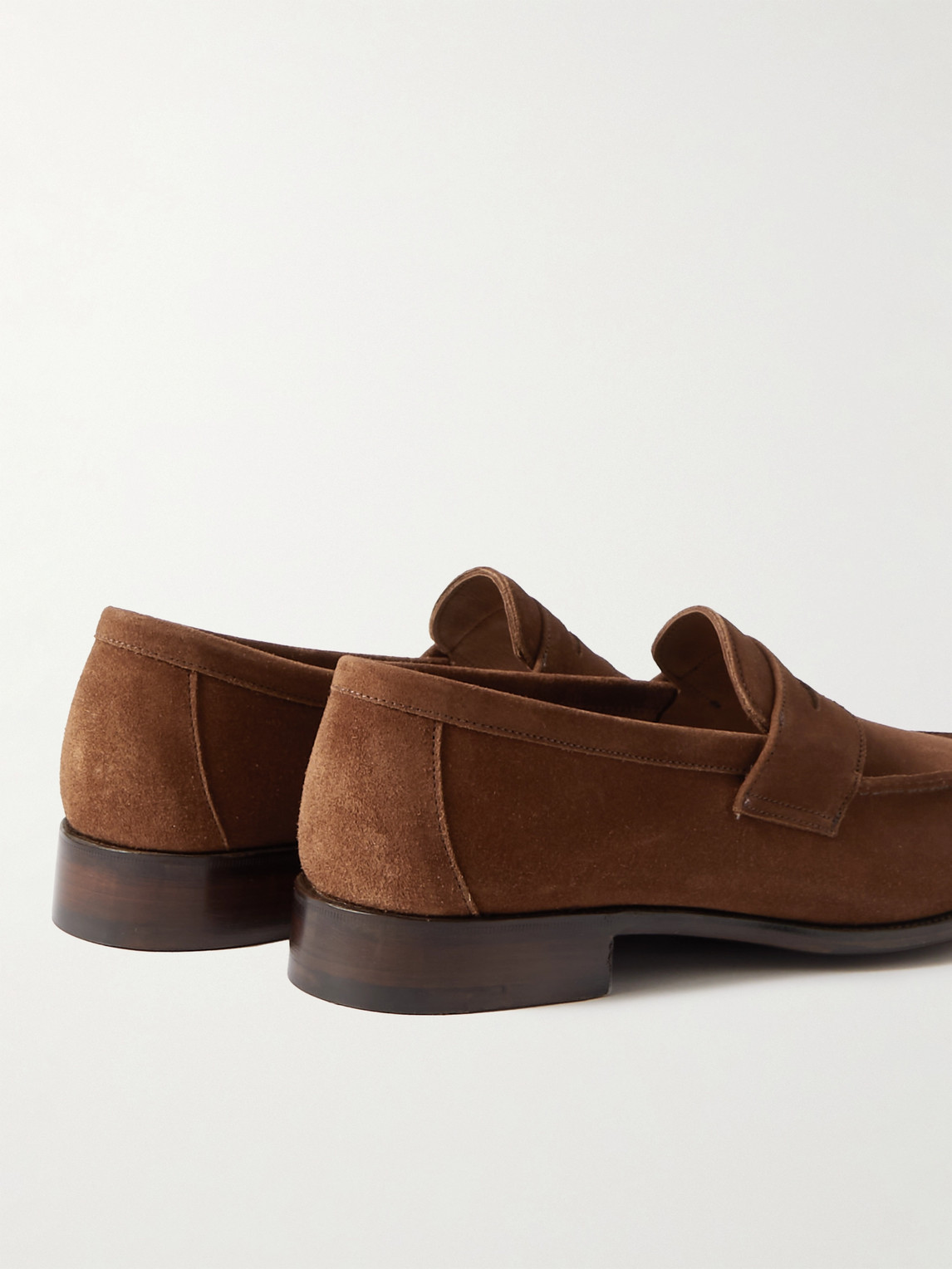 Shop George Cleverley Cannes Suede Penny Loafers In Brown