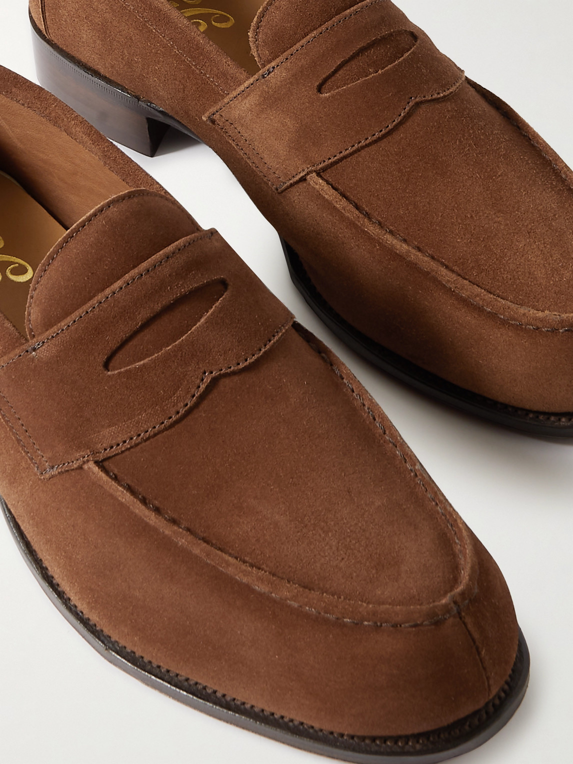 Shop George Cleverley Cannes Suede Penny Loafers In Brown