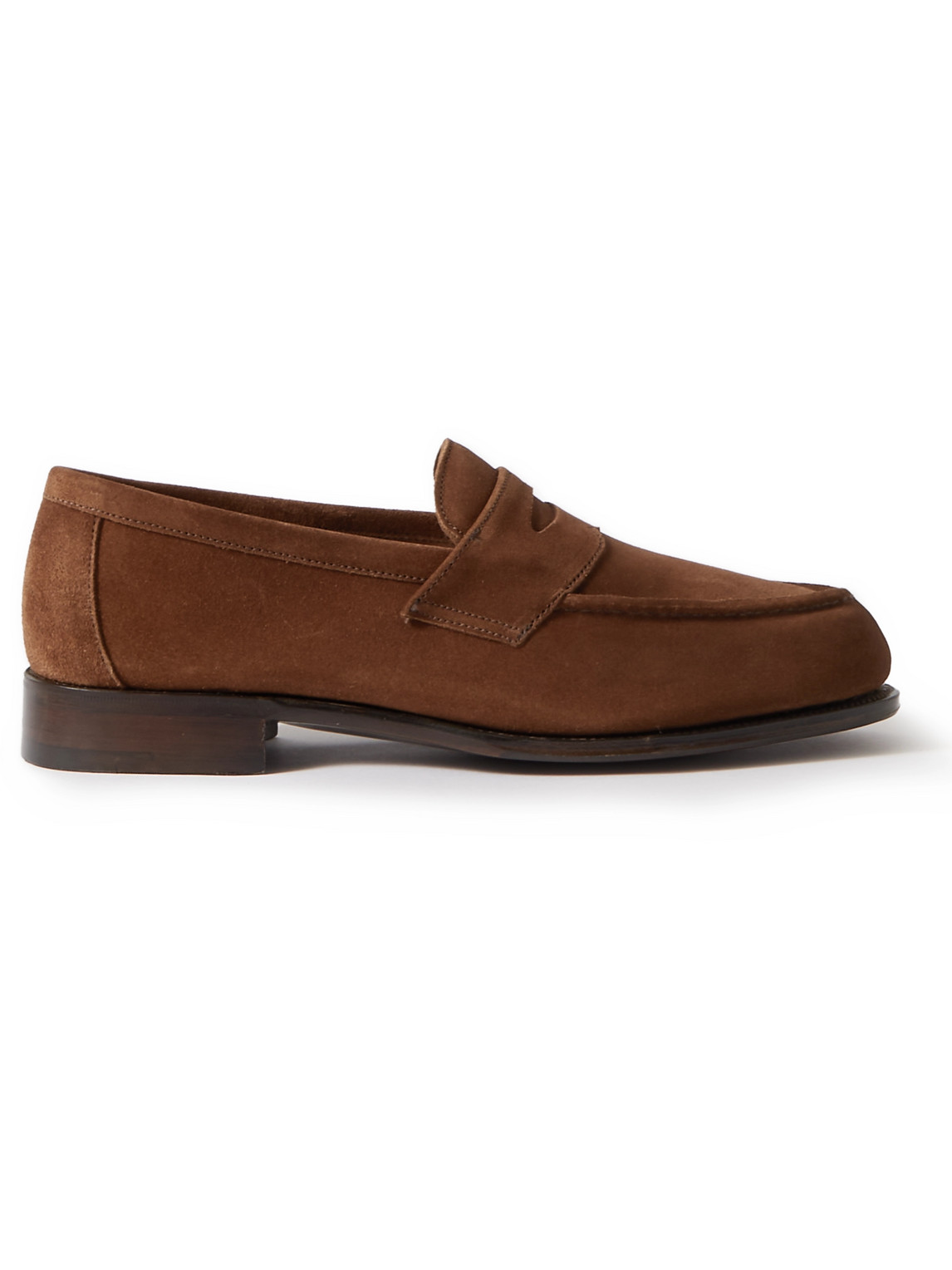 George Cleverley Cannes Suede Penny Loafers In Brown