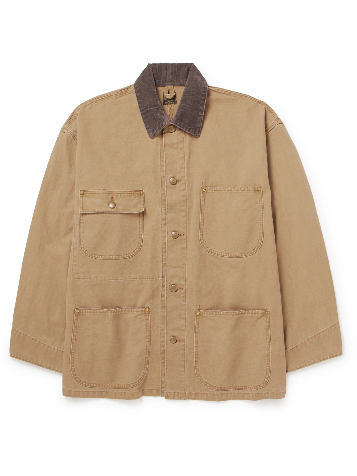 Orslow Corduroy-trimmed Cotton-canvas Chore Jacket In Brown
