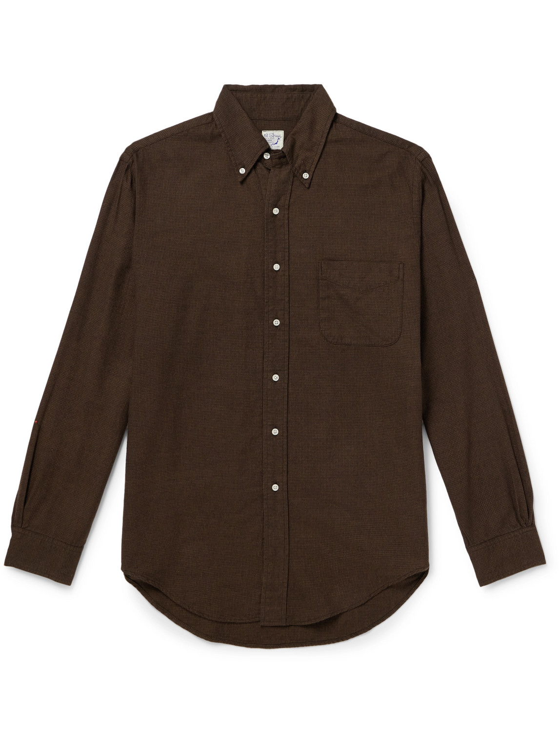 Orslow Button-down Collar Cotton And Lyocell-blend Flannel Shirt In Brown