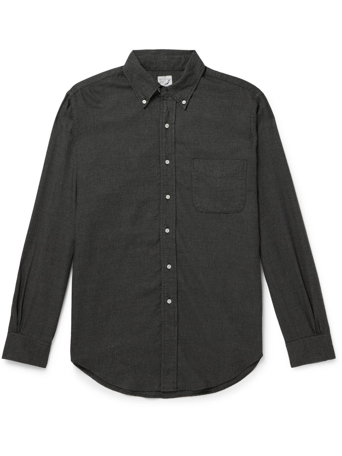 Orslow Button-down Collar Cotton And Lyocell-blend Flannel Shirt In Gray