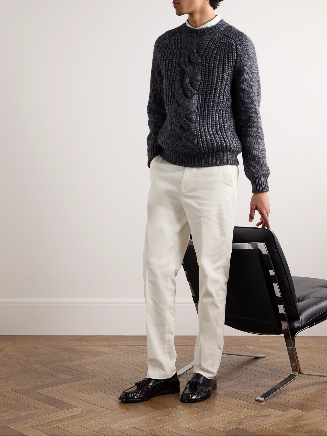 DUNHILL STRAIGHT-LEG COTTON-BLEND TWILL CHINOS