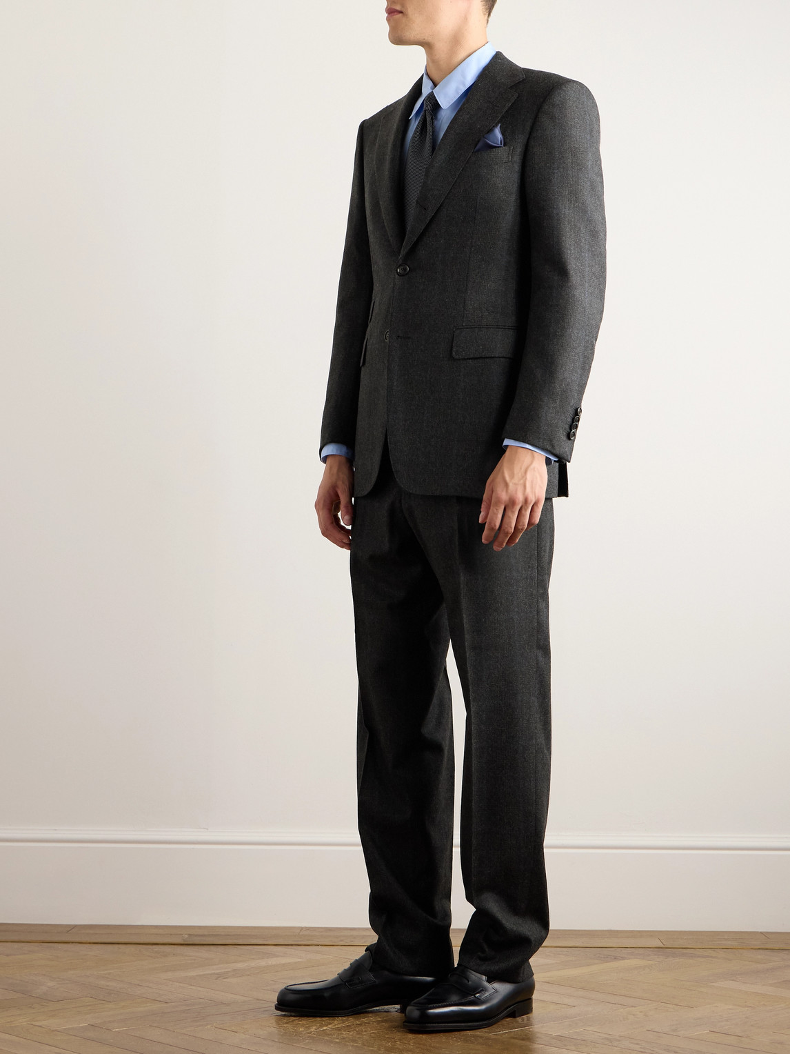 DUNHILL PRINCE OF WALES CHECKED WOOL SUIT JACKET