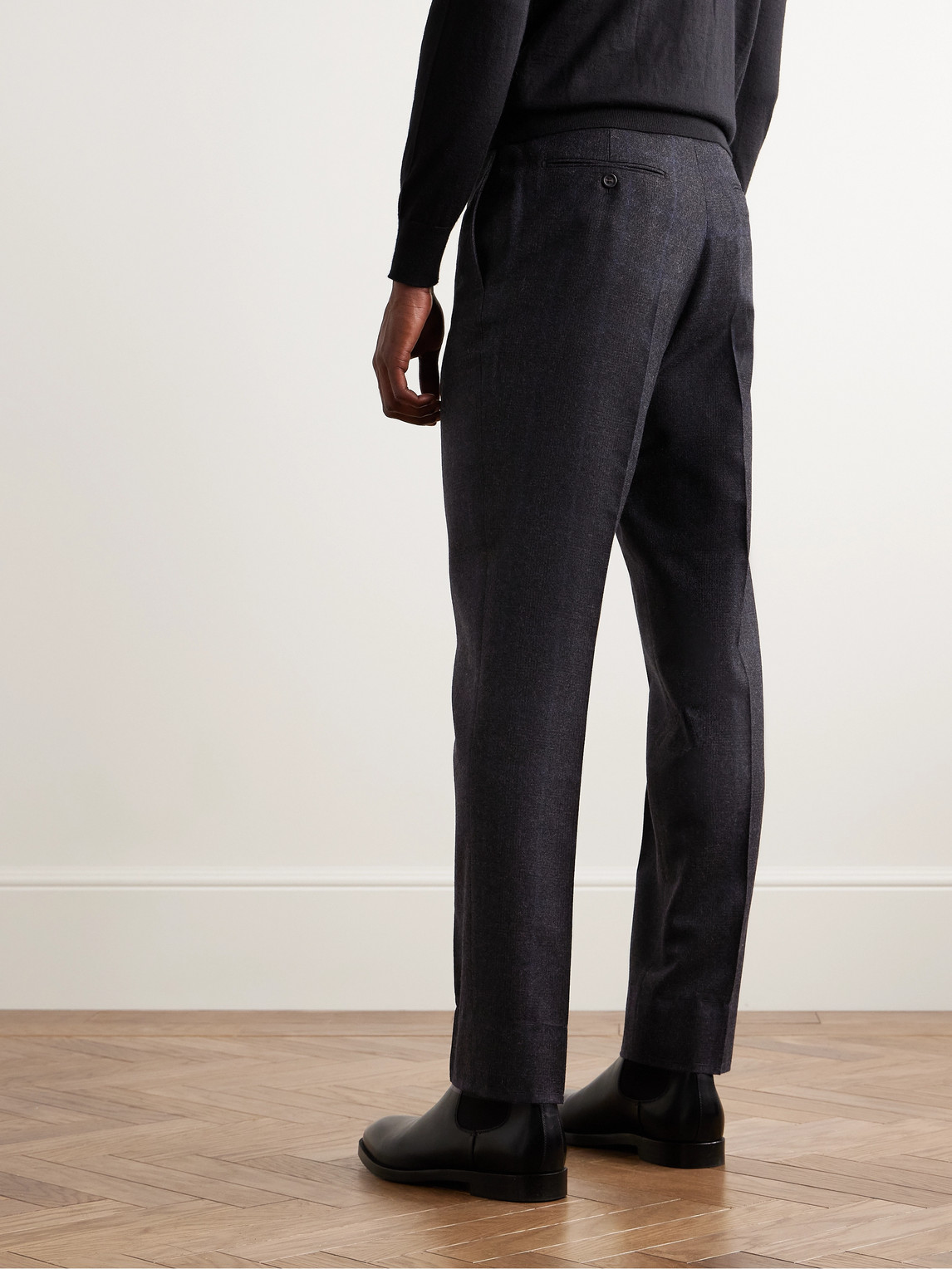 DUNHILL STRAIGHT-LEG PRINCE OF WALES CHECKED WOOL-FELT SUIT TROUSERS