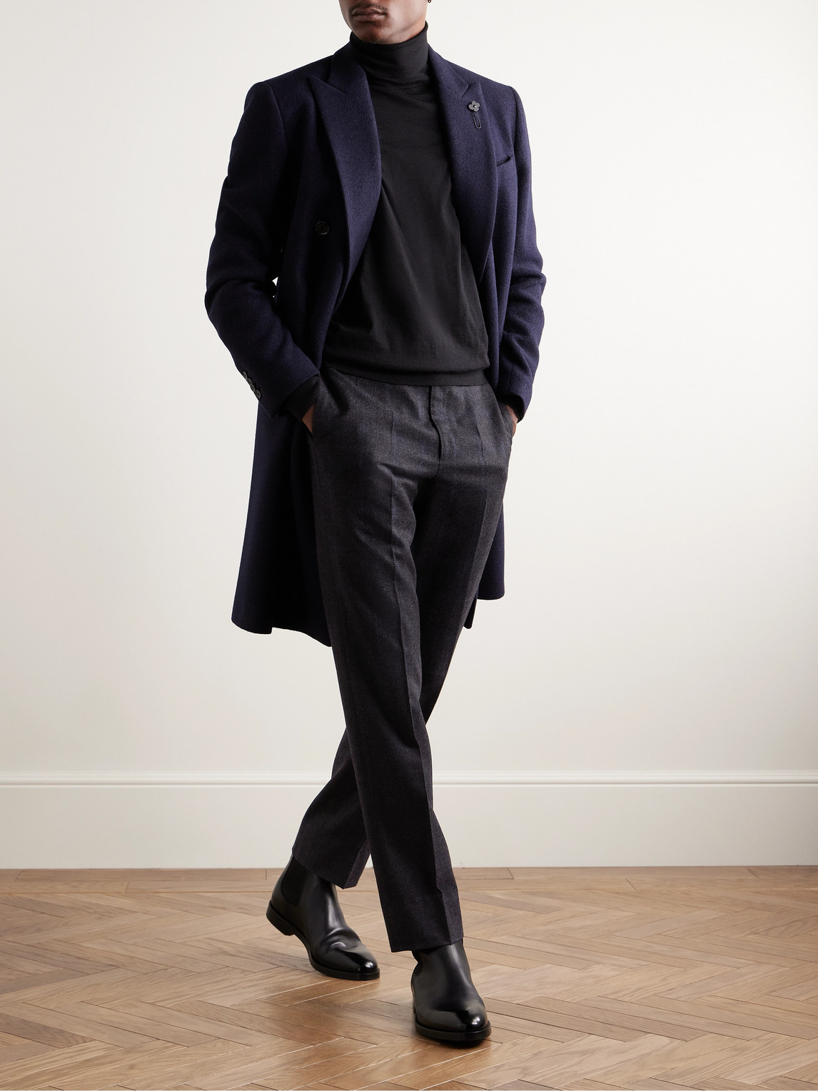 DUNHILL STRAIGHT-LEG PRINCE OF WALES CHECKED WOOL-FELT SUIT TROUSERS