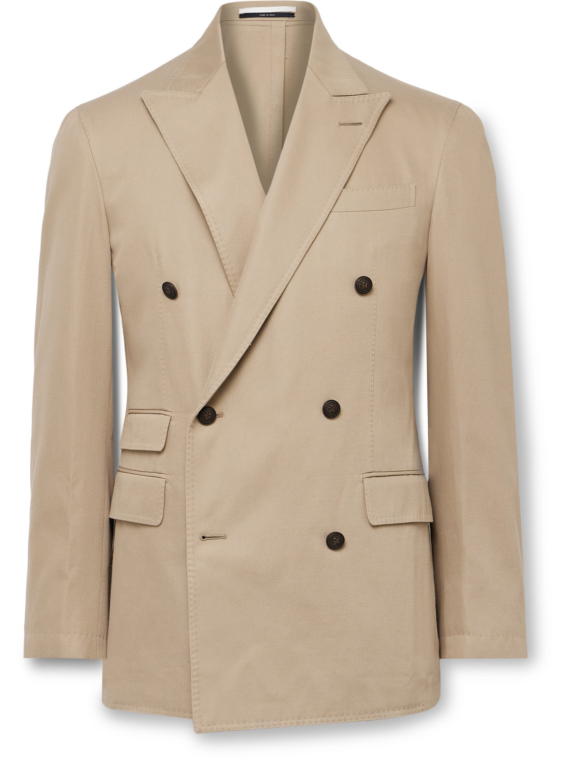 Dunhill Cavendish Double-breasted Cotton And Cashmere-blend Twill Suit Jacket In Neutrals