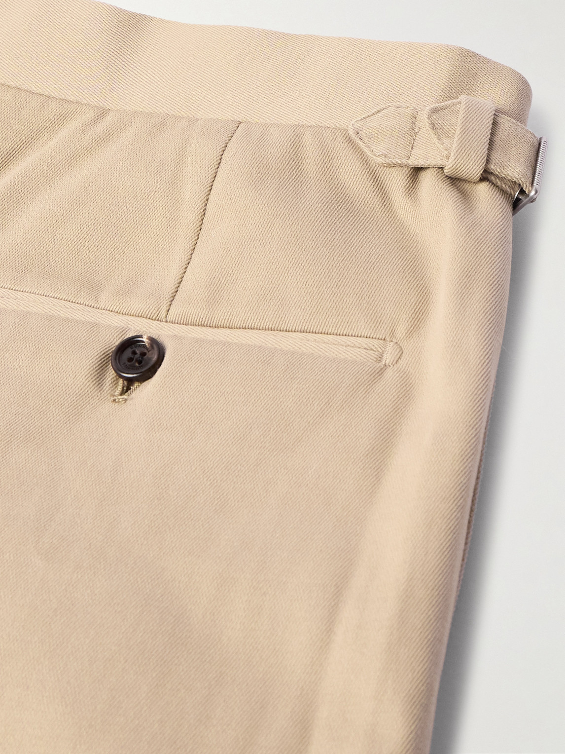 DUNHILL STRAIGHT-LEG PLEATED COTTON AND CASHMERE-BLEND TWILL SUIT TROUSERS