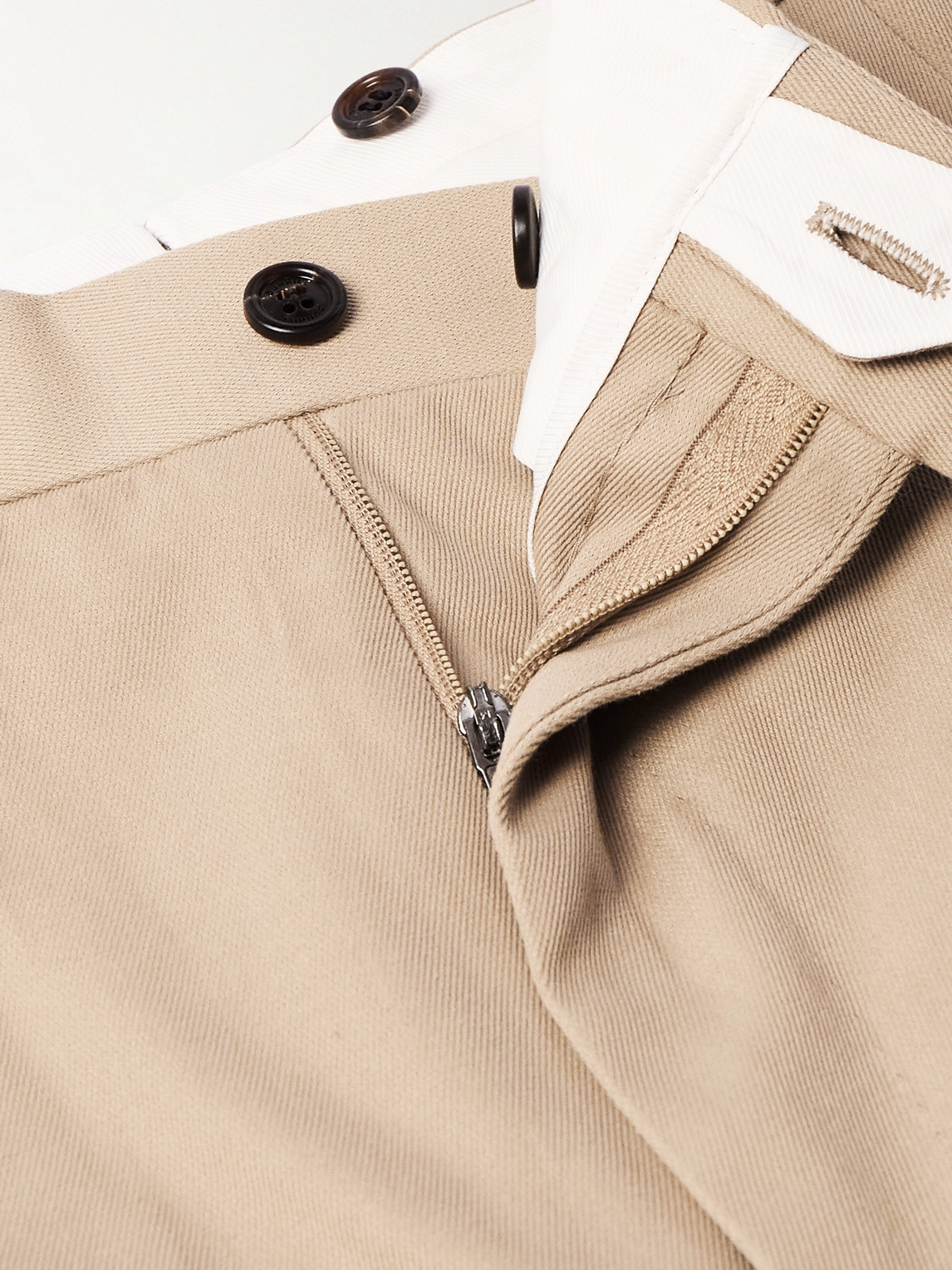 DUNHILL STRAIGHT-LEG PLEATED COTTON AND CASHMERE-BLEND TWILL SUIT TROUSERS