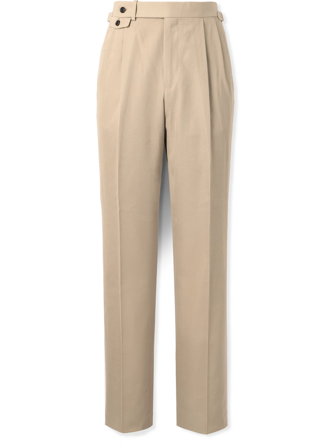 Dunhill Straight-leg Pleated Cotton And Cashmere-blend Twill Suit Trousers In Neutrals