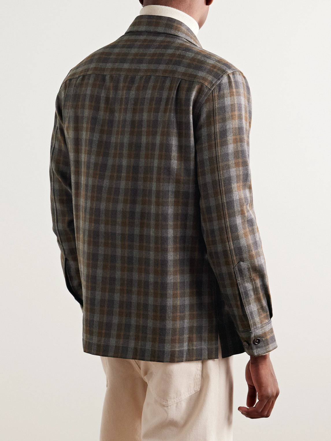 DUNHILL CHECKED WOOL AND CASHMERE-BLEND SHIRT