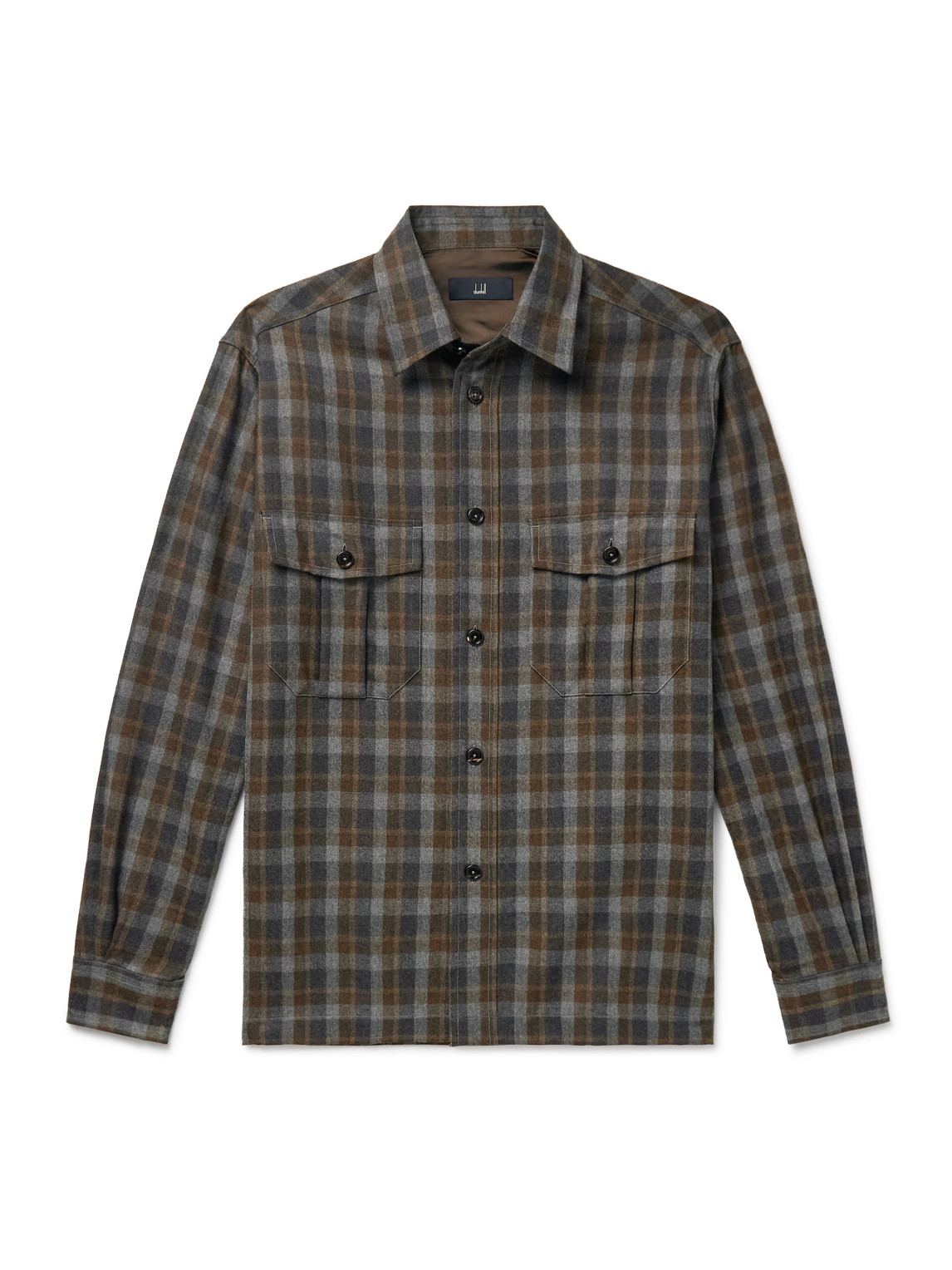 DUNHILL CHECKED WOOL AND CASHMERE-BLEND SHIRT