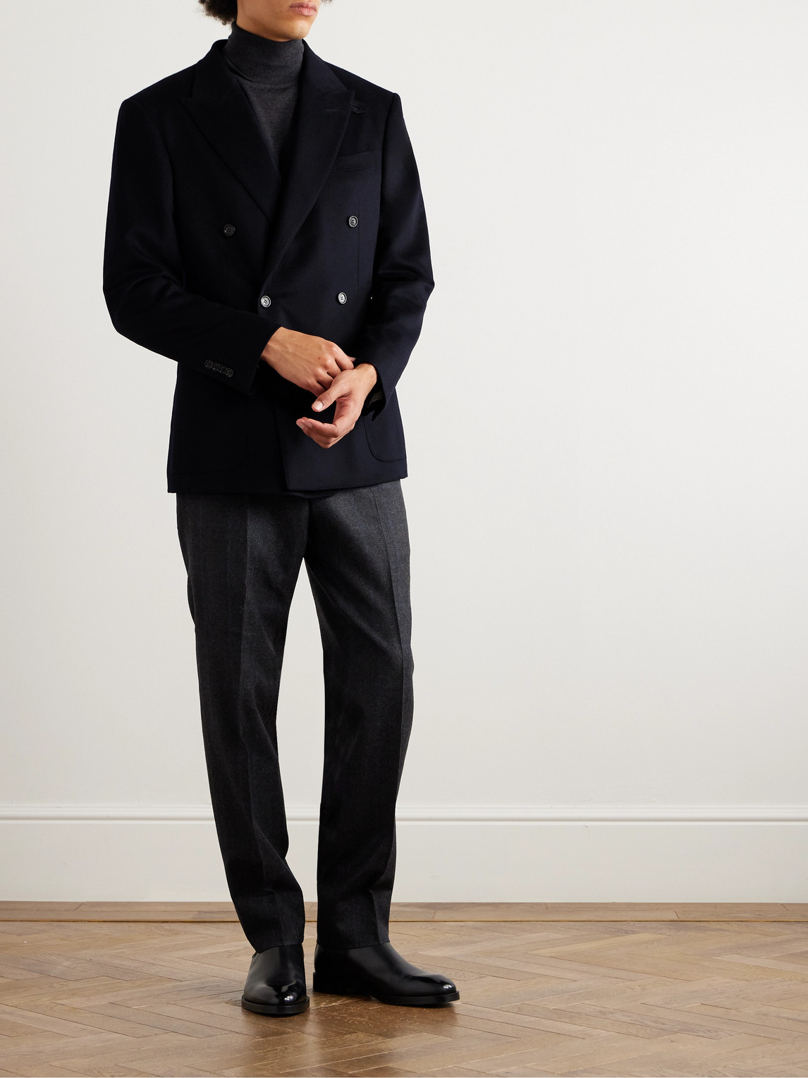 DUNHILL DOUBLE-BREASTED CASHMERE BLAZER 