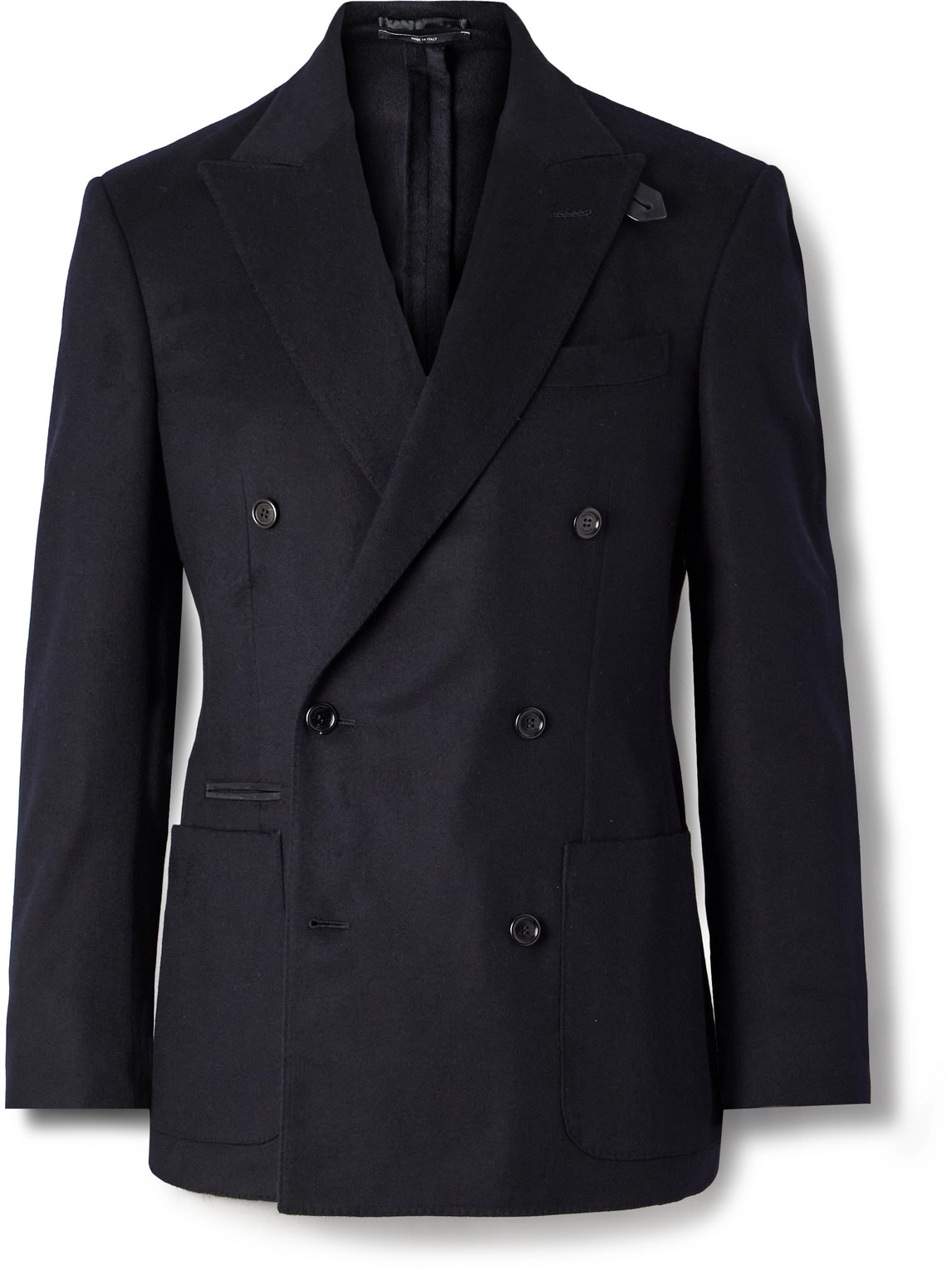 Dunhill Double-breasted Cashmere Blazer In Blue