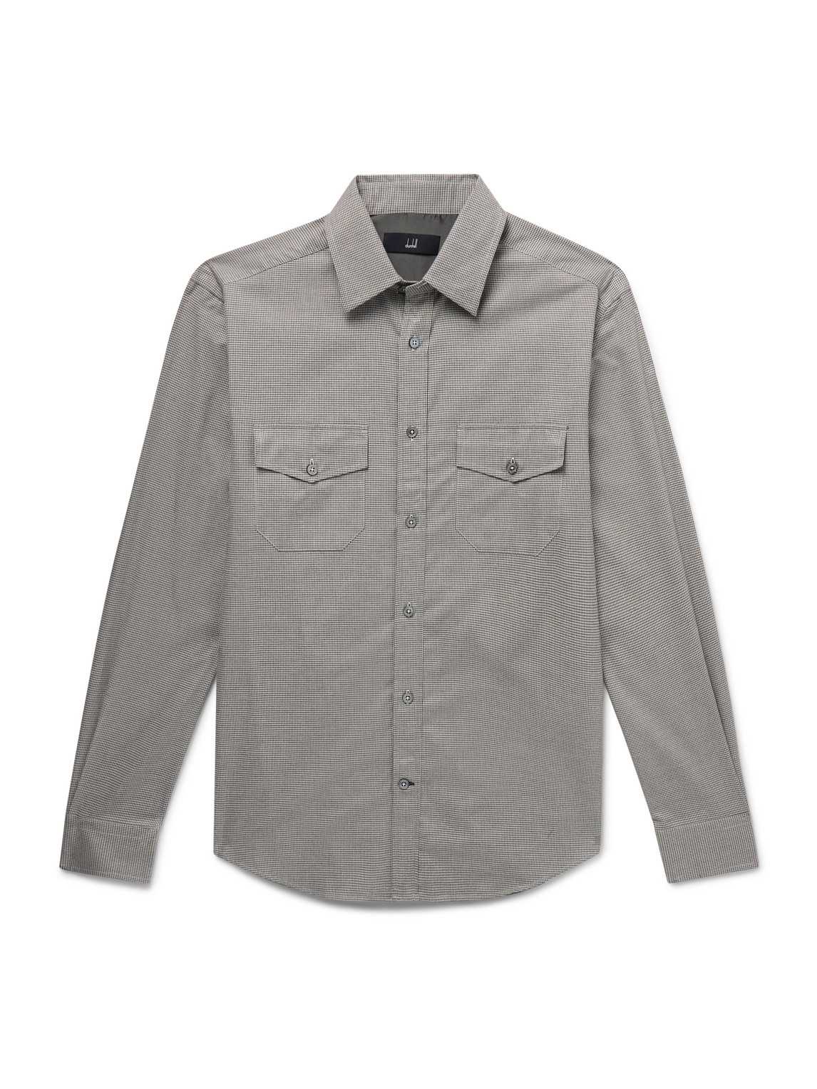 Dunhill Puppytooth Cotton Shirt In Gray