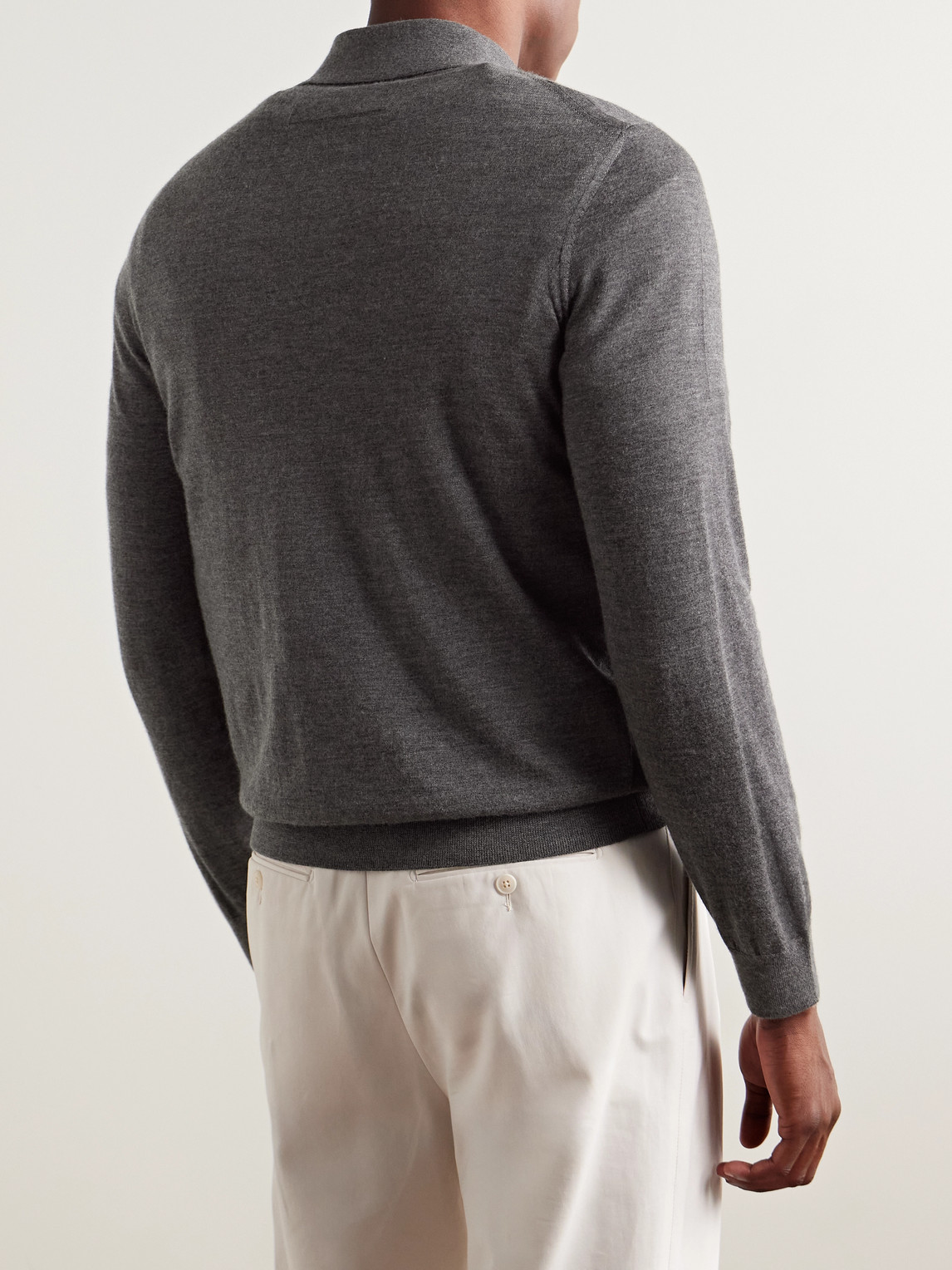 Shop Dunhill Cashmere Polo Shirt In Gray