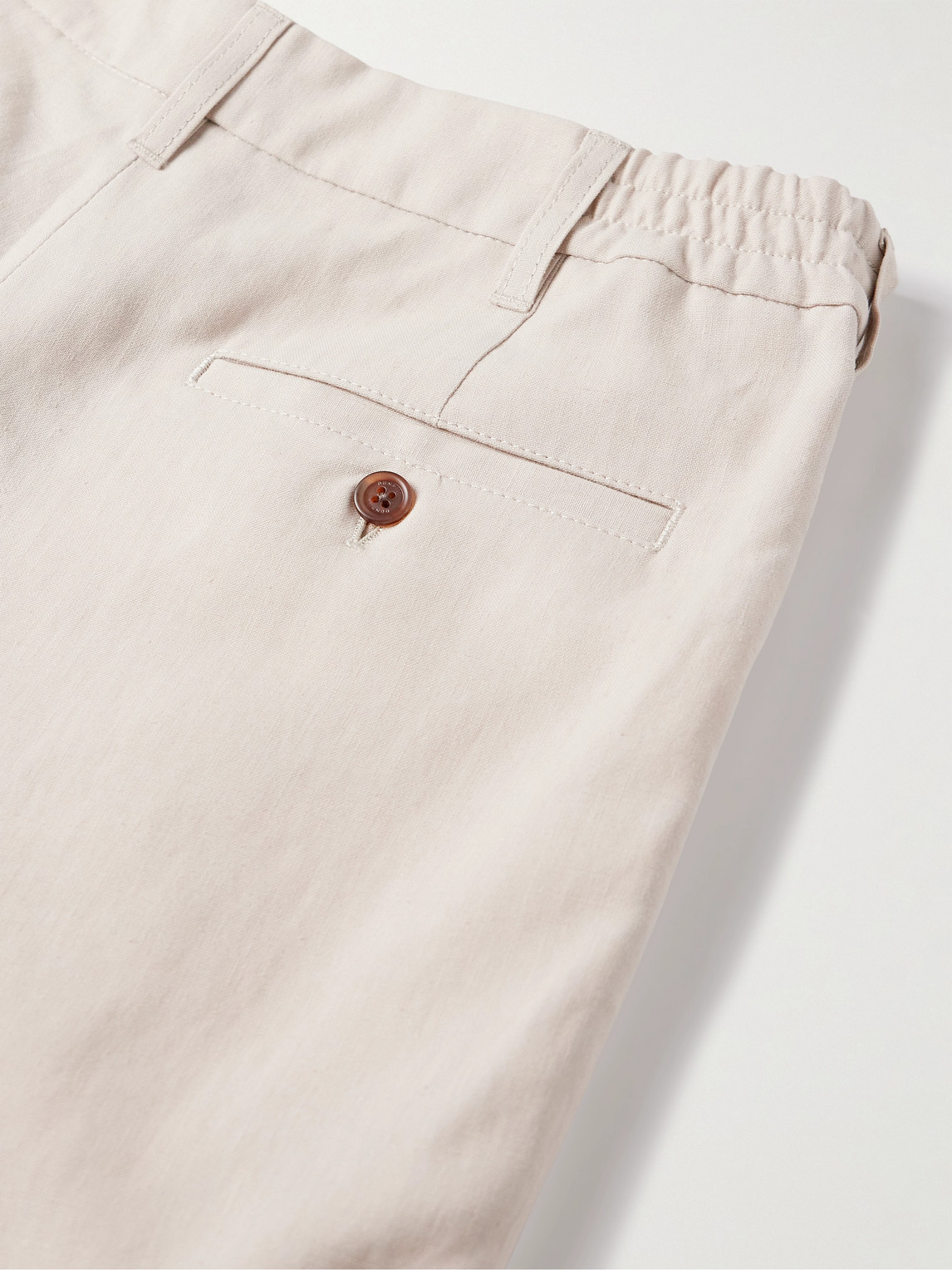 DUNHILL STRAIGHT-LEG PLEATED LINEN BERMUDA SHORTS