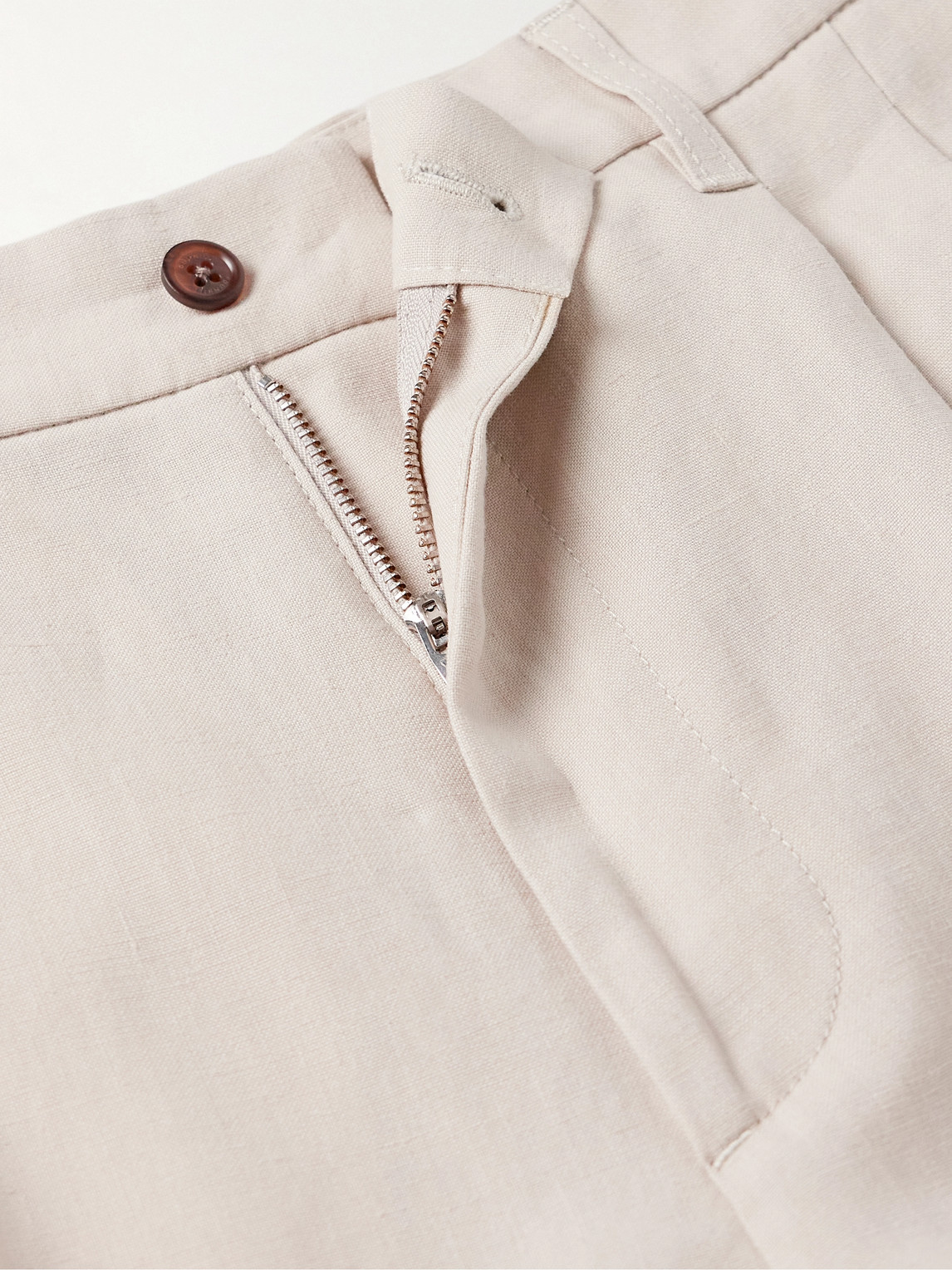 DUNHILL STRAIGHT-LEG PLEATED LINEN BERMUDA SHORTS