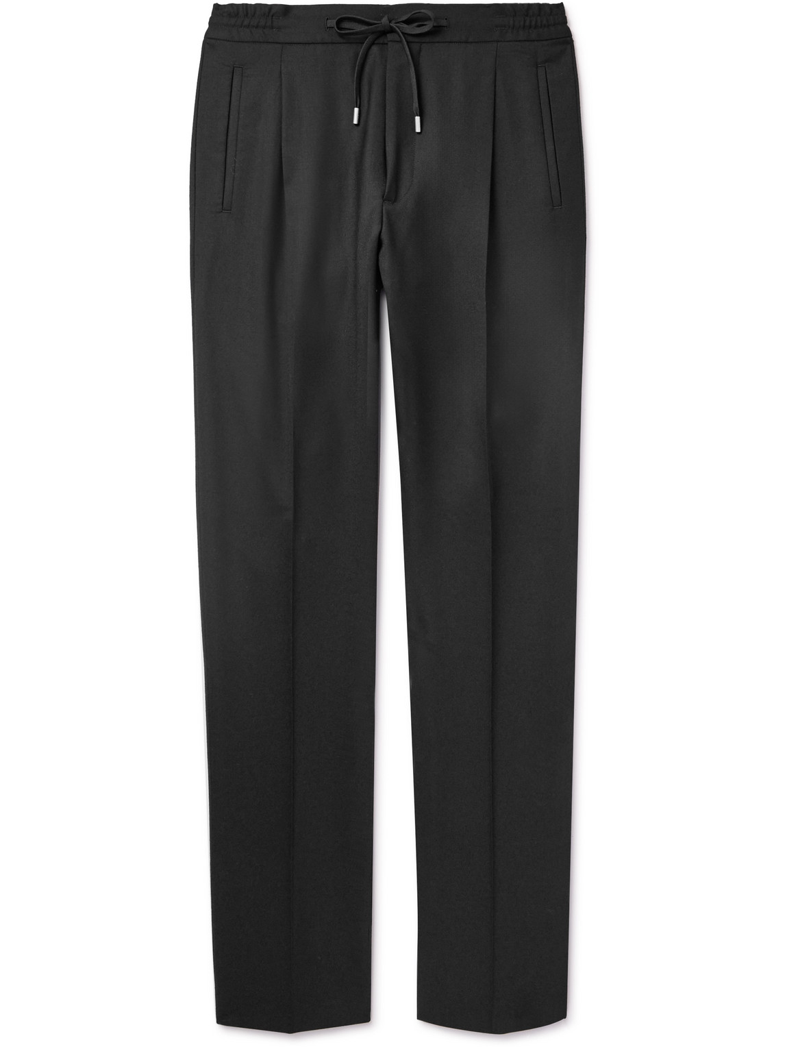 Straight-Leg Pleated Wool-Blend Twill Drawstring Trousers