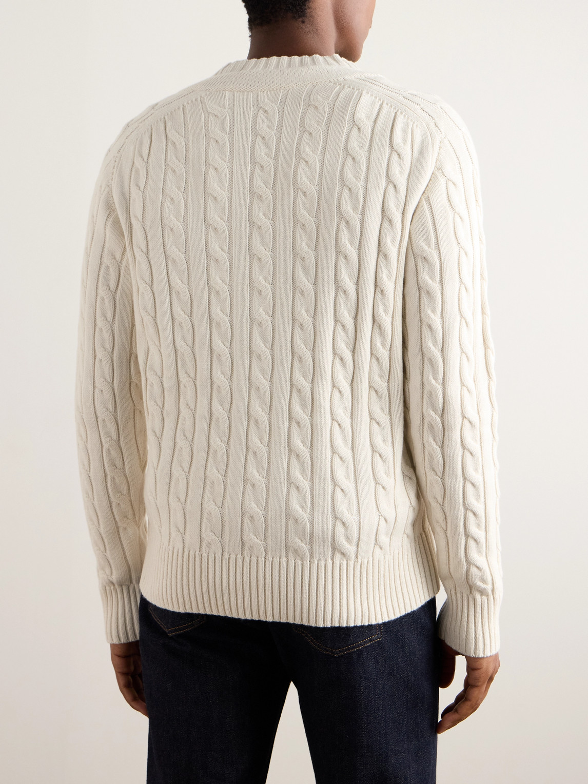 DUNHILL CABLE-KNIT COTTON AND CASHMERE-BLEND SWEATER 