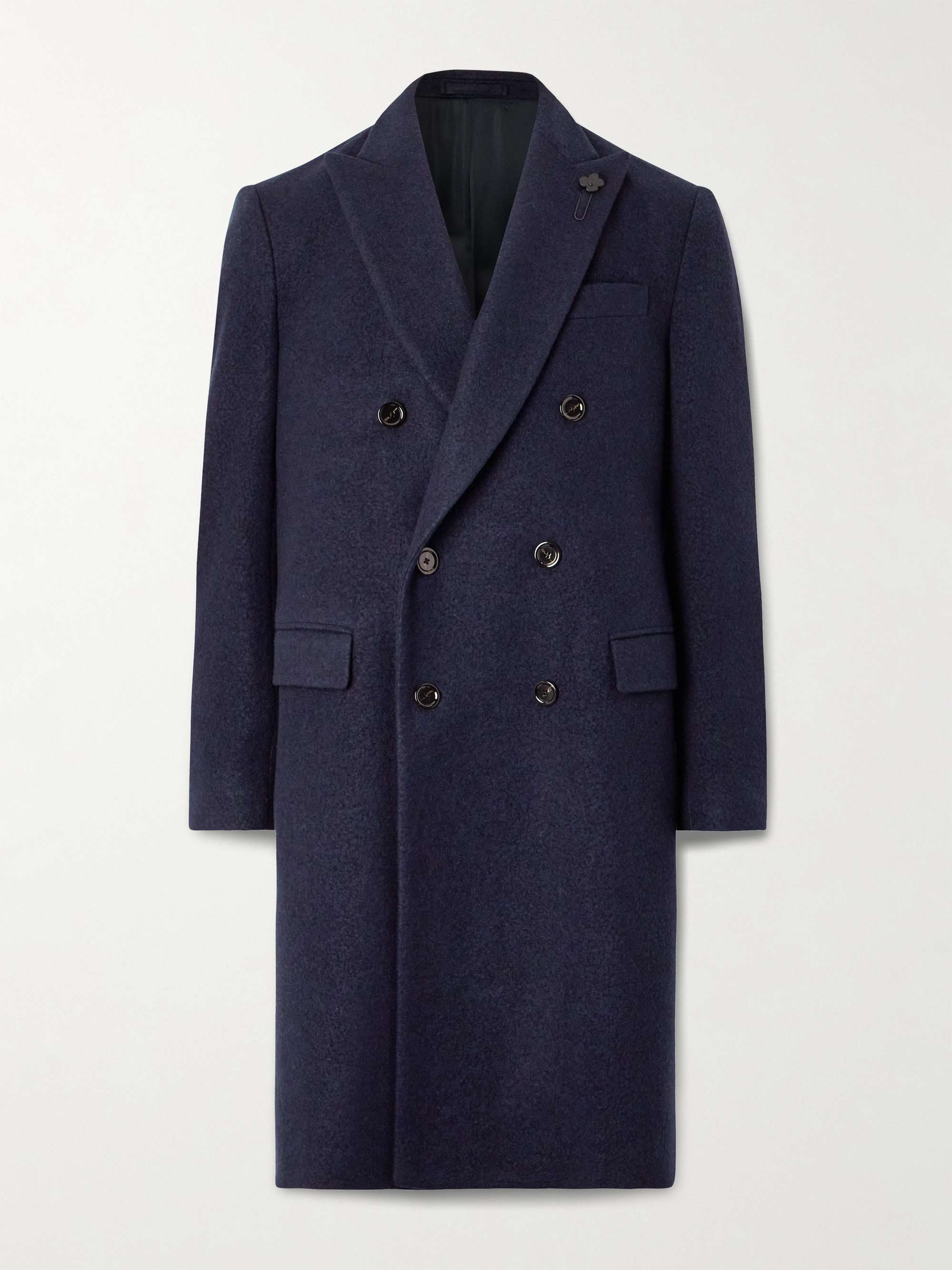 Lardini double-breasted felt wool coat - Black