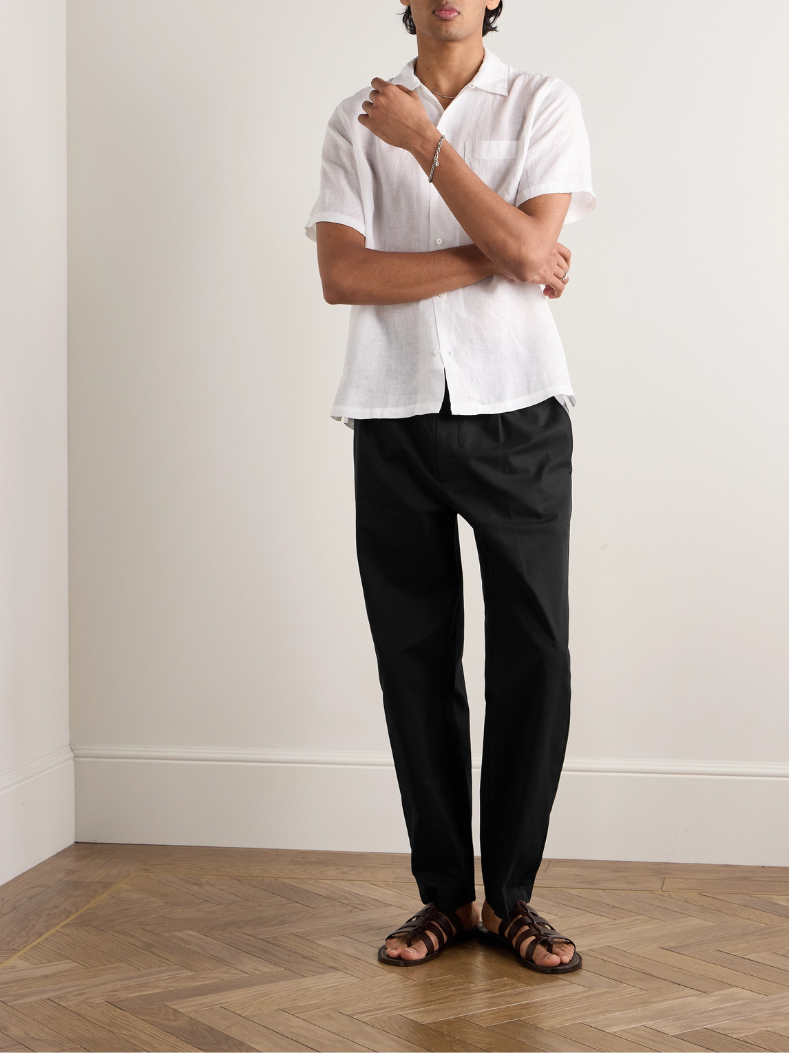 Nili Lotan Lawrence Tapered Cotton-blend Twill Trousers In Black