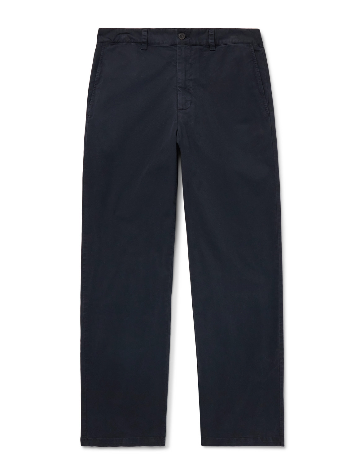 Nili Lotan Carsen Straight-leg Cotton-blend Twill Trousers In Blue