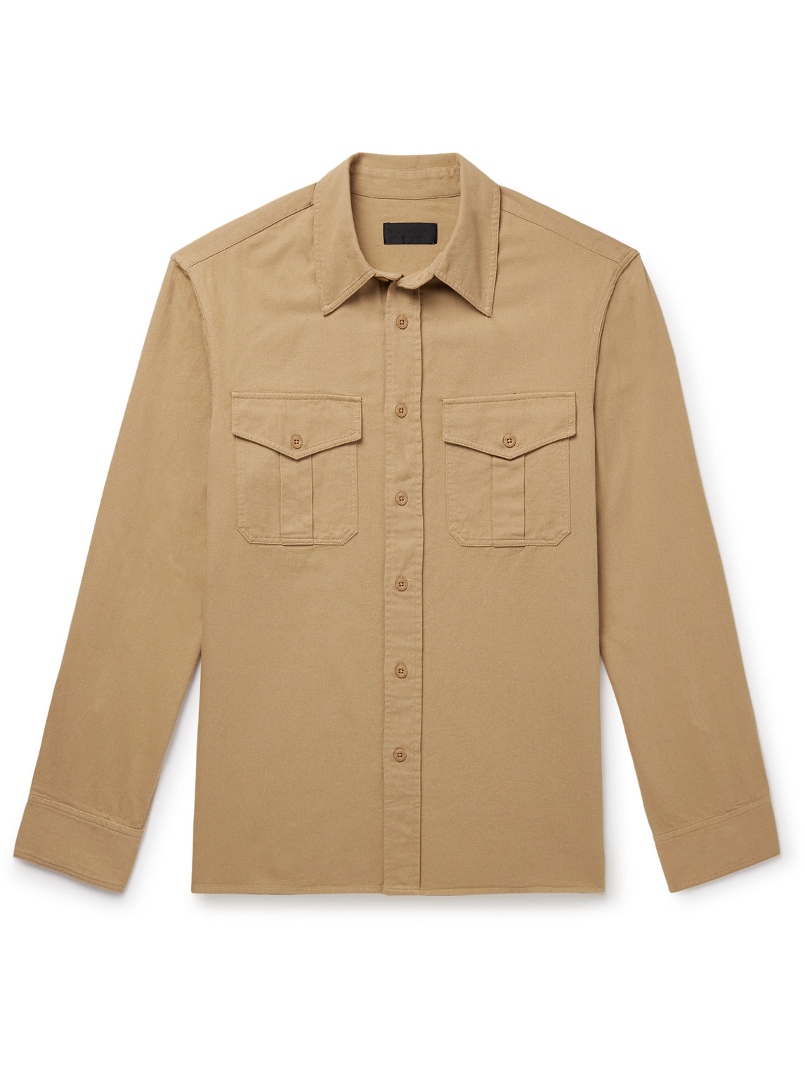 Nili Lotan Christophe Long-sleeve Button-down Shirt In Khaki