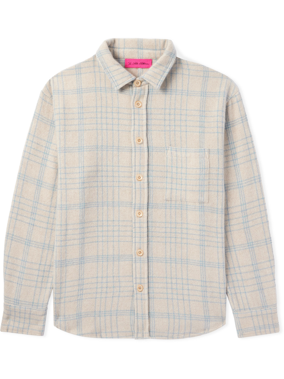 The Elder Statesman Sable Checked Cashmere Overshirt In White