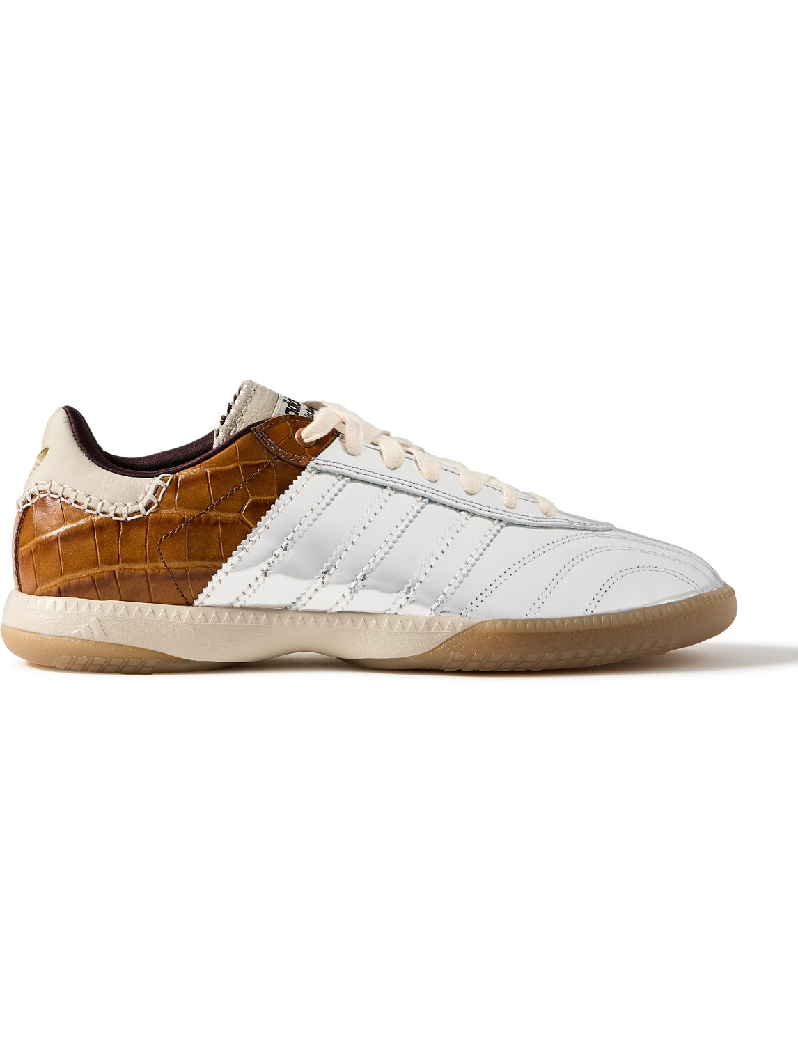 Wales Bonner Samba Millennium Panelled Croc-Effect and Metallic Leather Sneakers